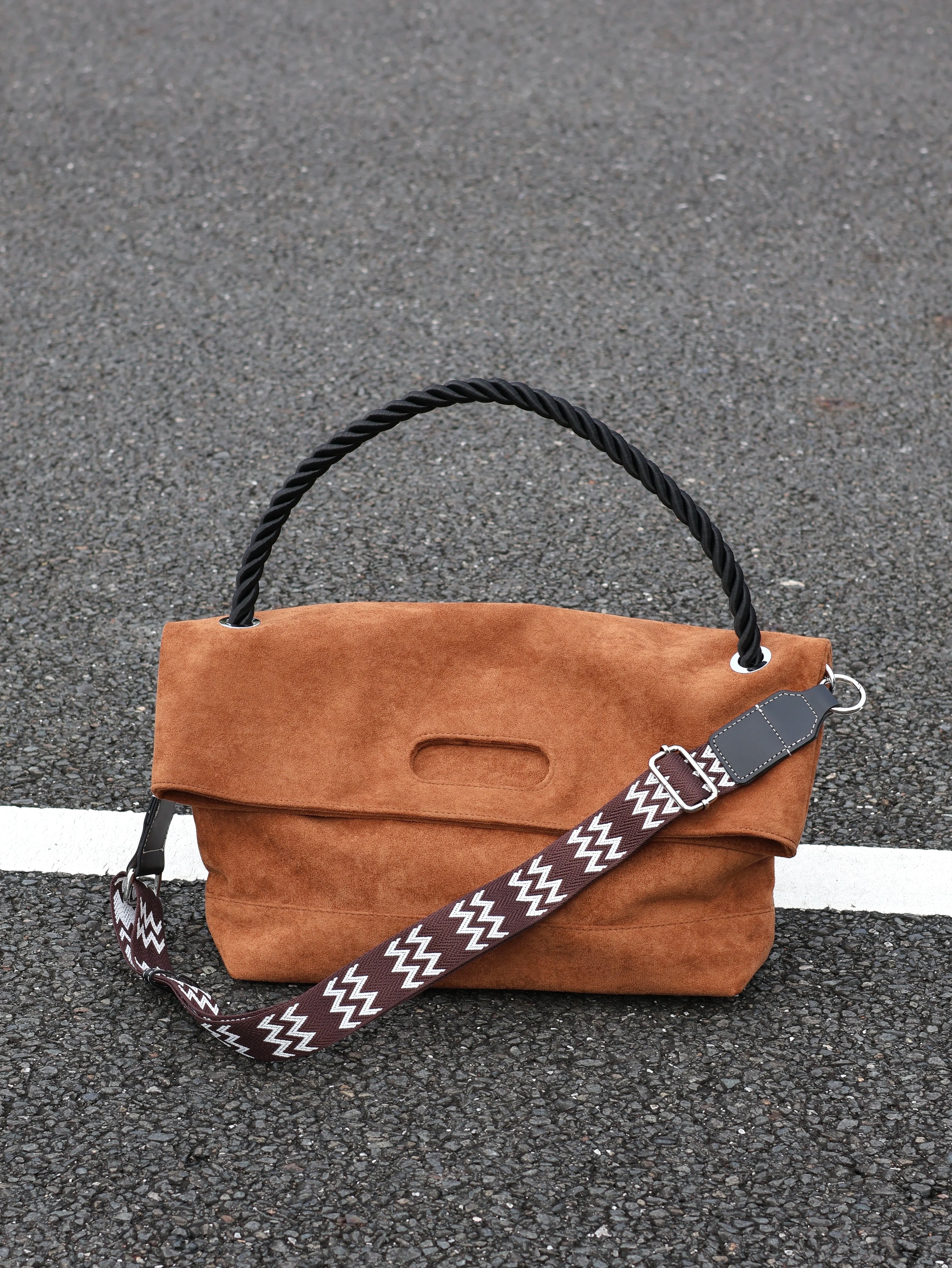 Men's Suede Large Casual Shoulder Crossbody Bag