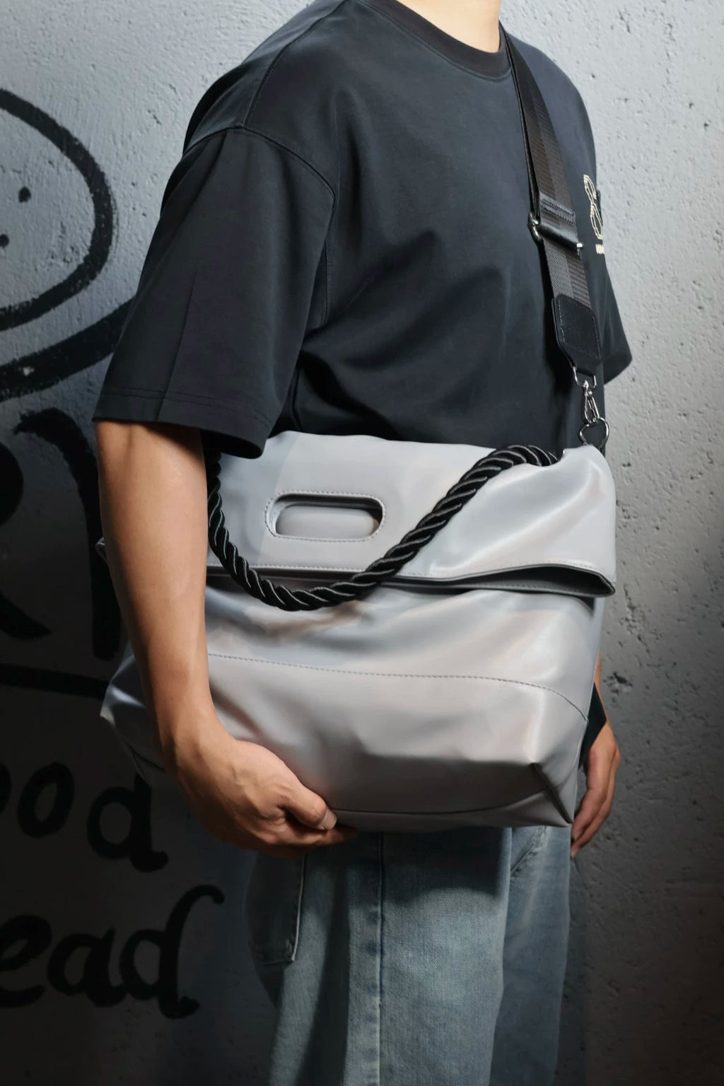 Men's Soft Faux Leather Large Casual Commuter Crossbody Bag