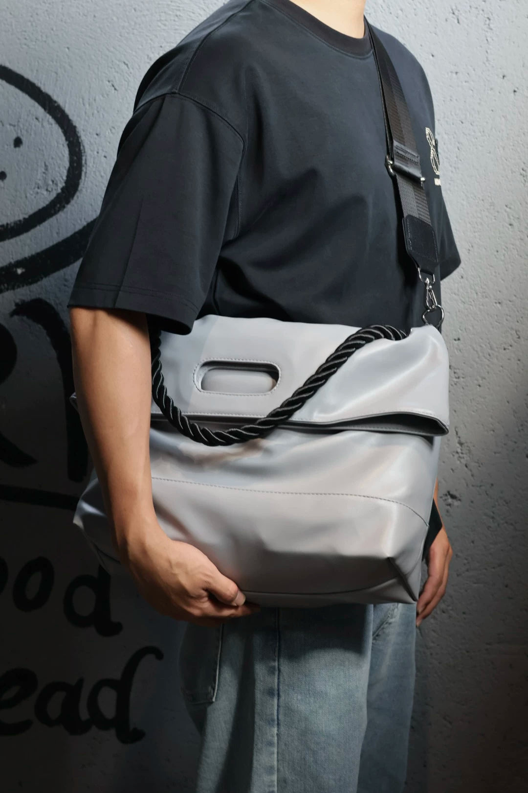 Men's Soft Faux Leather Large Casual Commuter Crossbody Bag