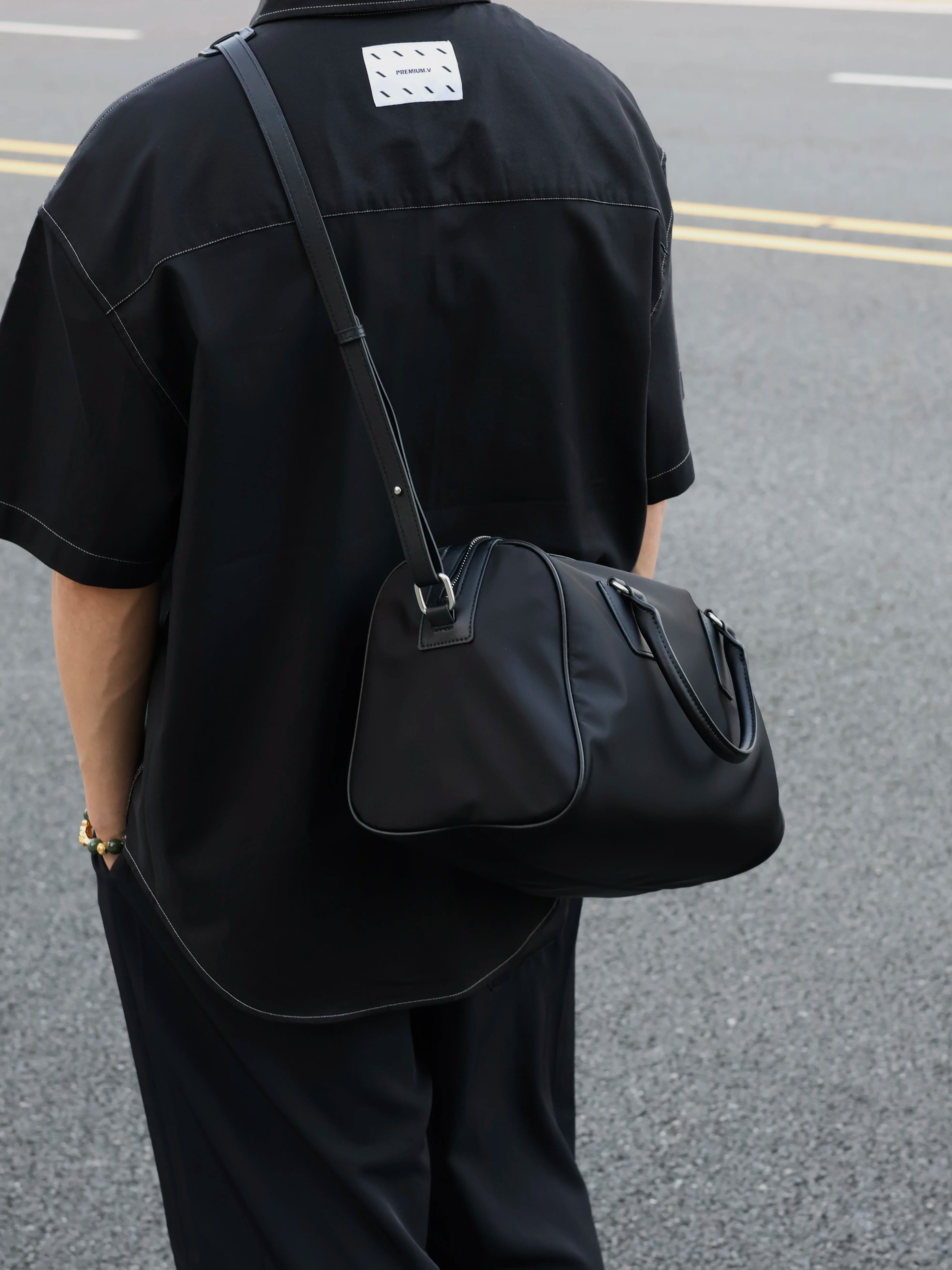 Men's Leather Patchwork Casual Commuter Boston Crossbody Bag
