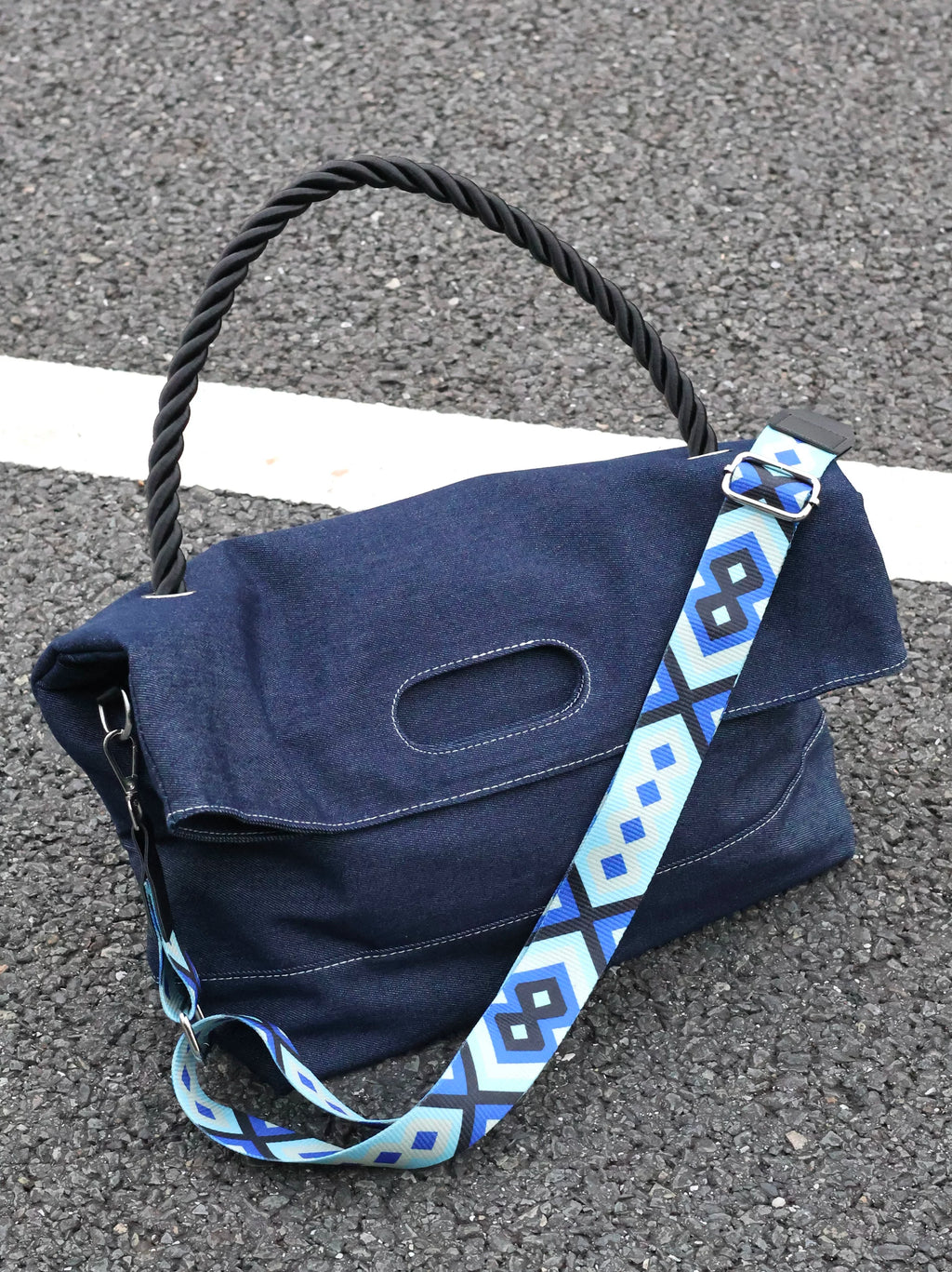 Men's Denim Large Casual Commuter Crossbody Bag