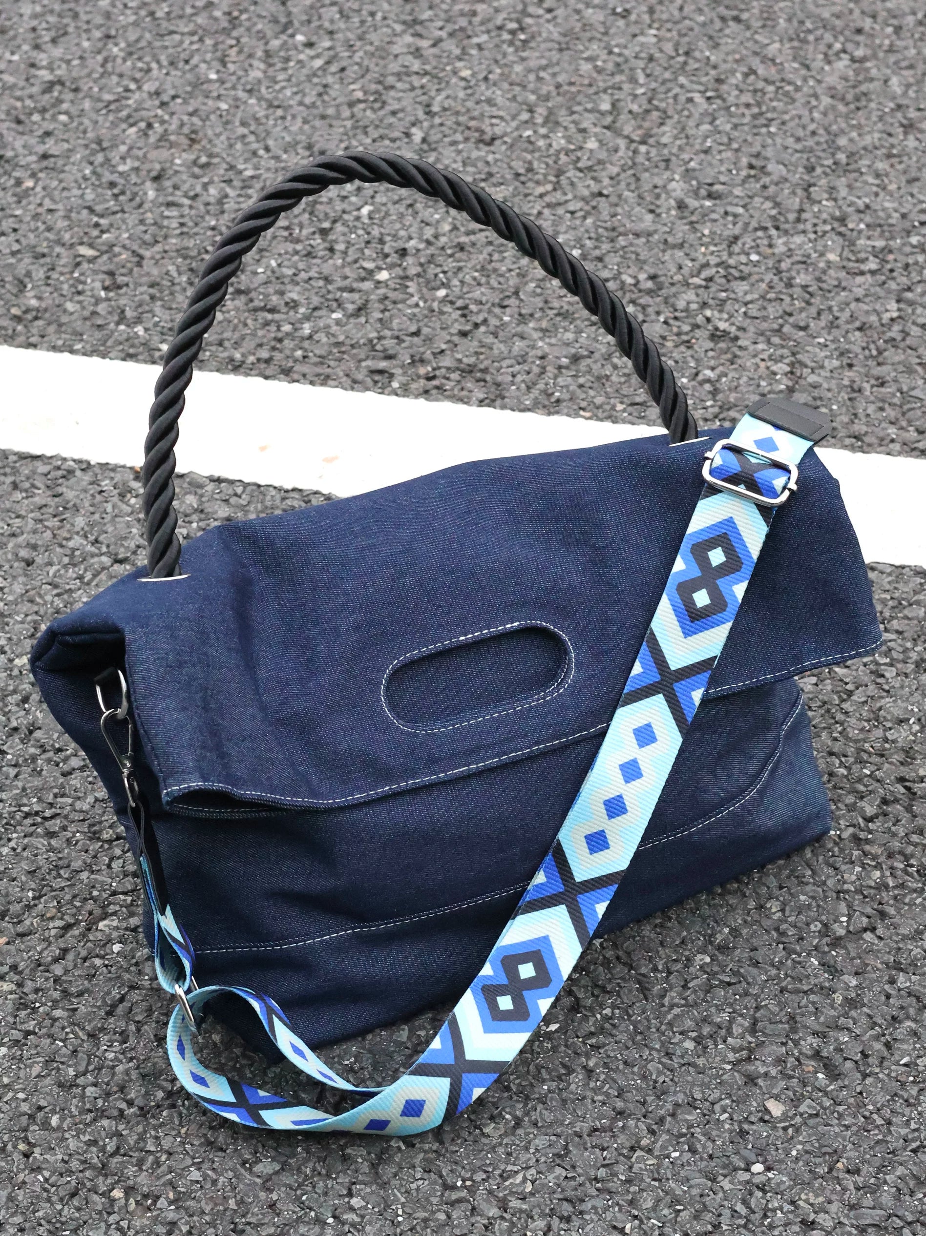 Men's Denim Large Casual Commuter Crossbody Bag