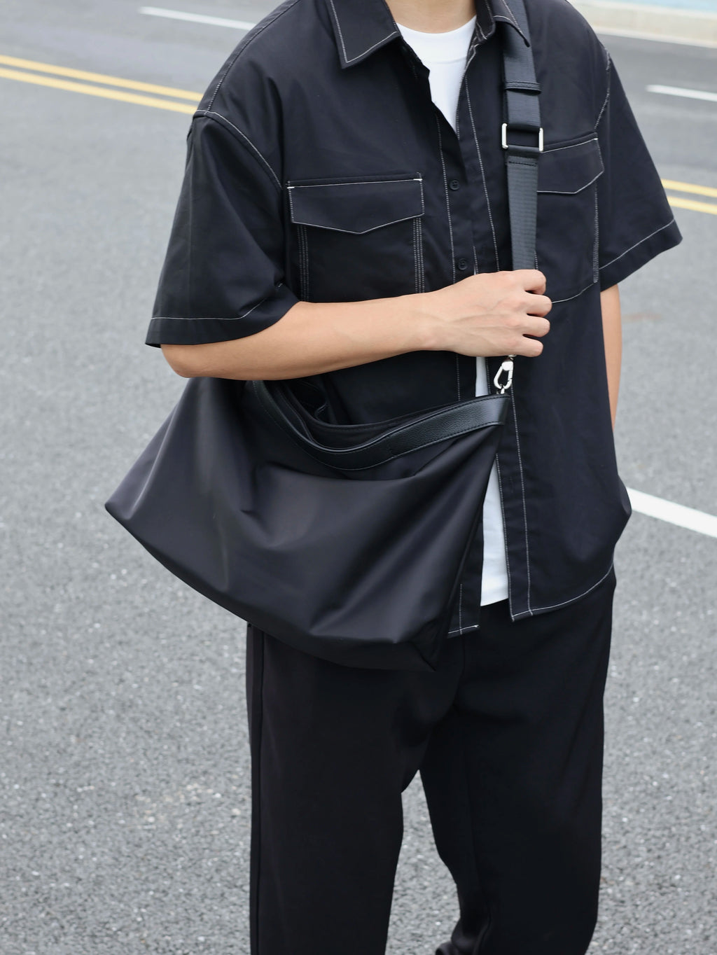 Men's Soft Faux Leather Large Casual Commuter Crossbody Bag