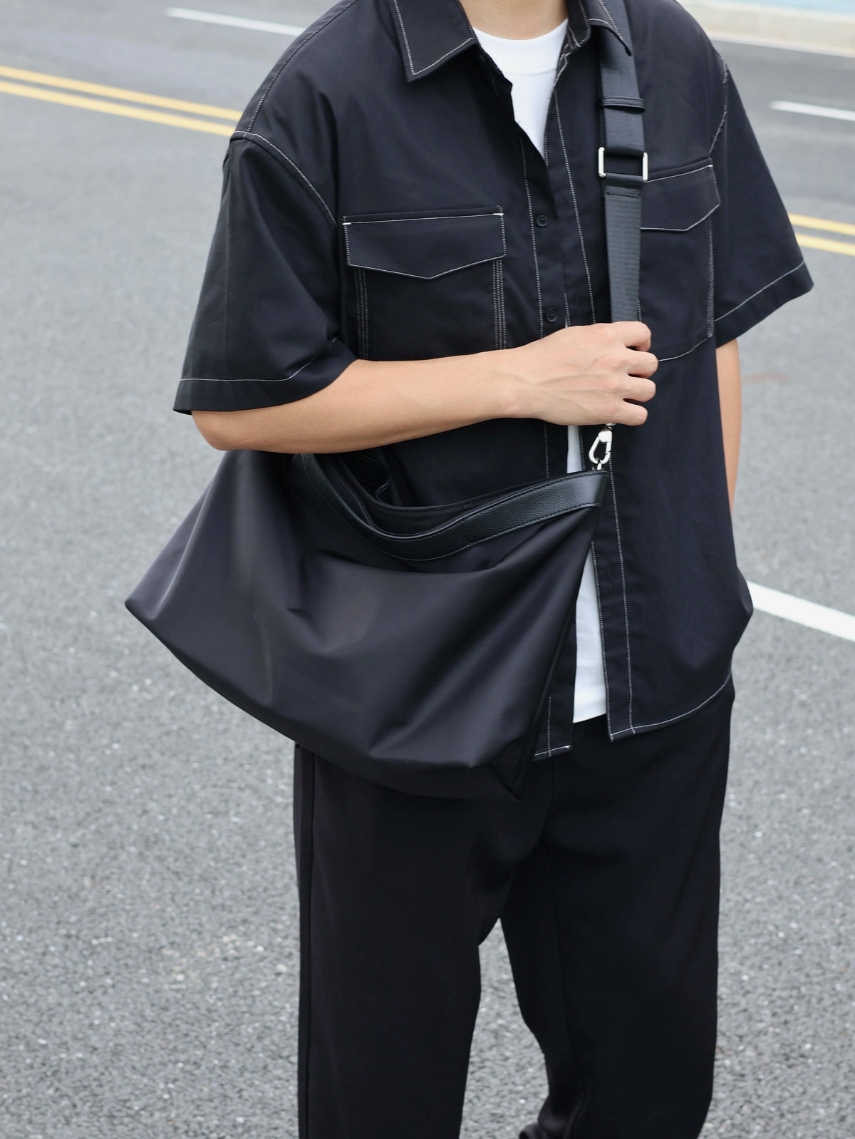Men's Soft Faux Leather Large Casual Commuter Crossbody Bag