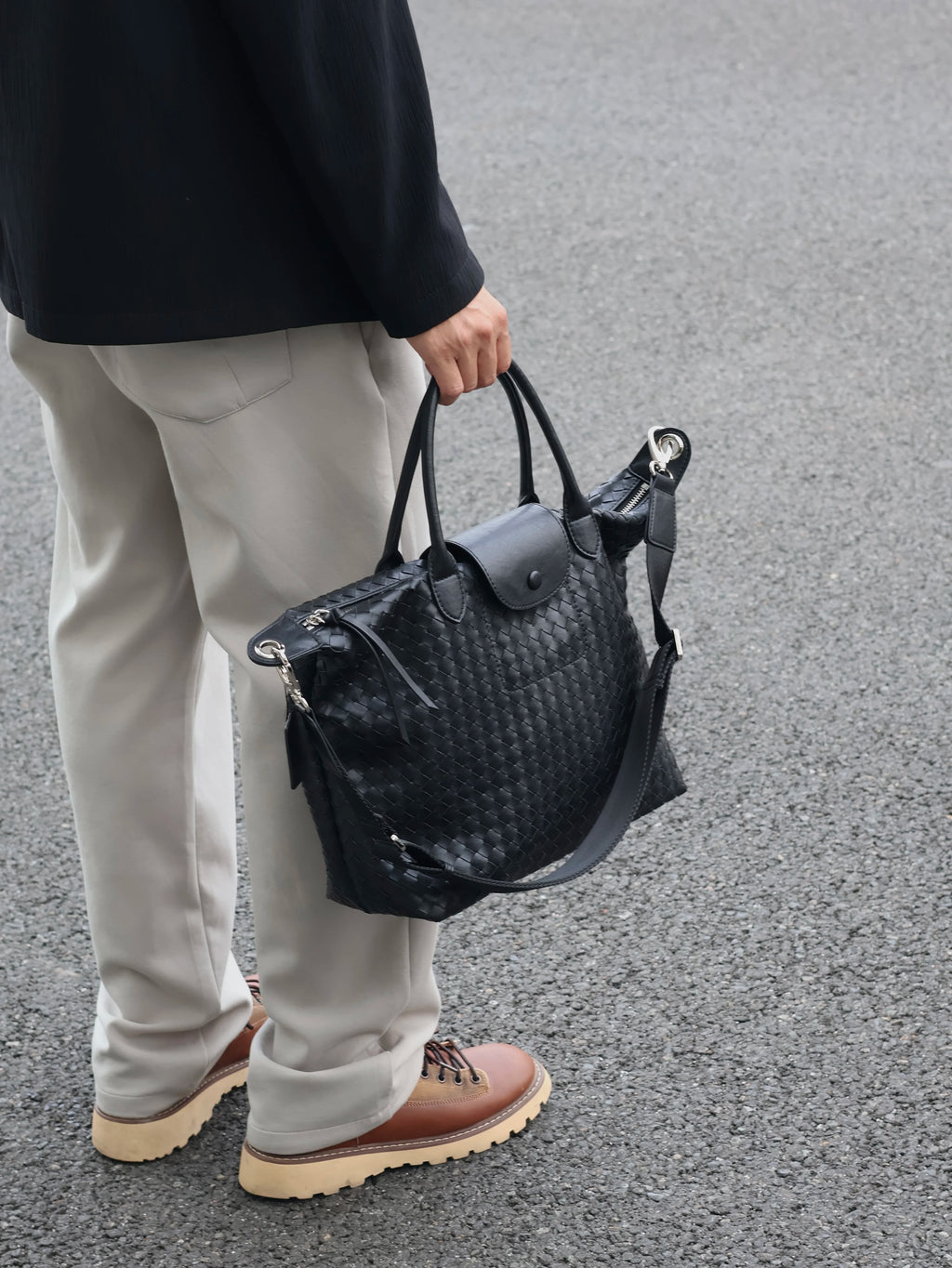 Men's Large Casual Woven Dumpling Crossbody Bag