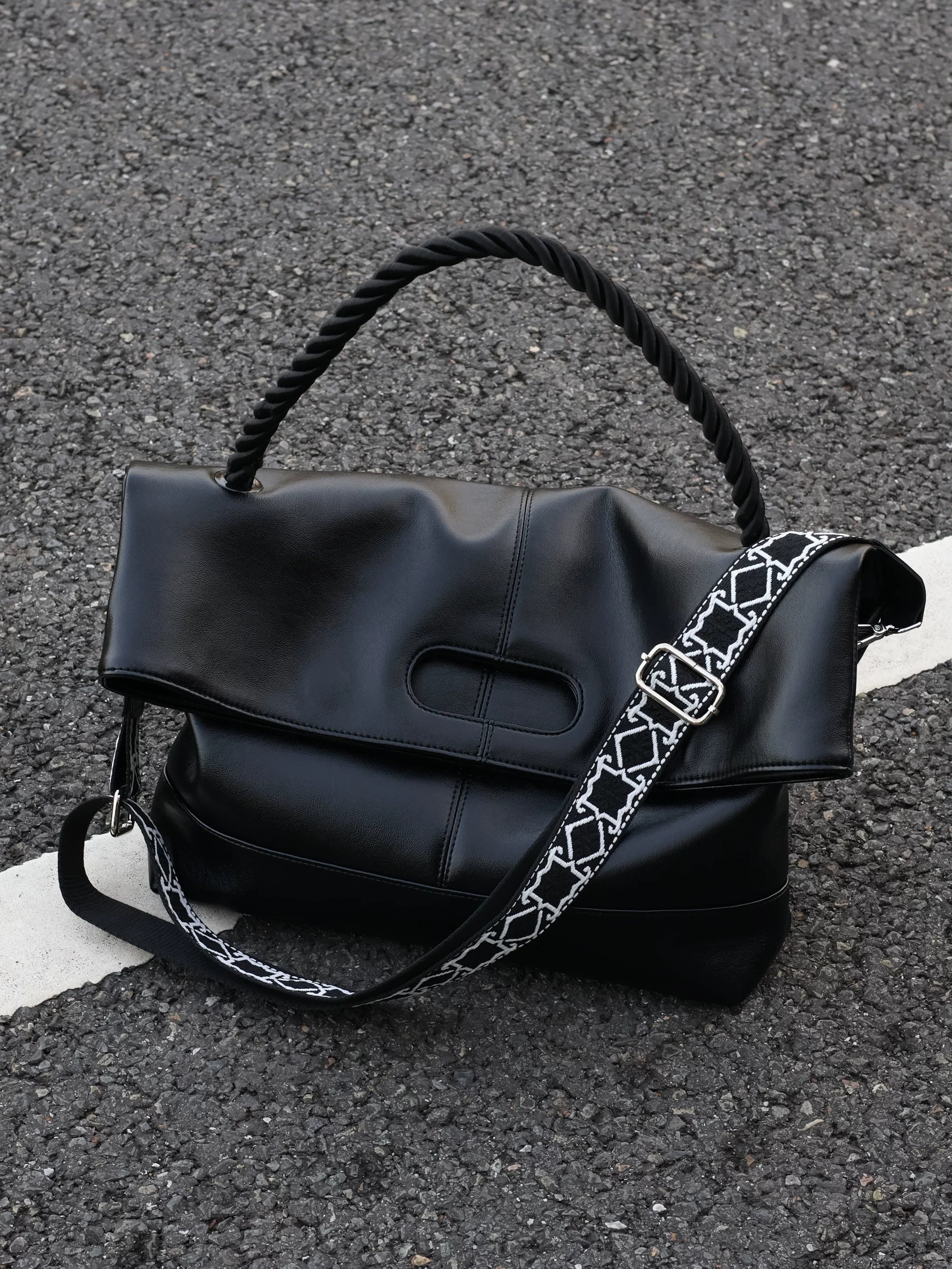 Men's Genuine Cowhide Leather Large Messenger Crossbody Bag