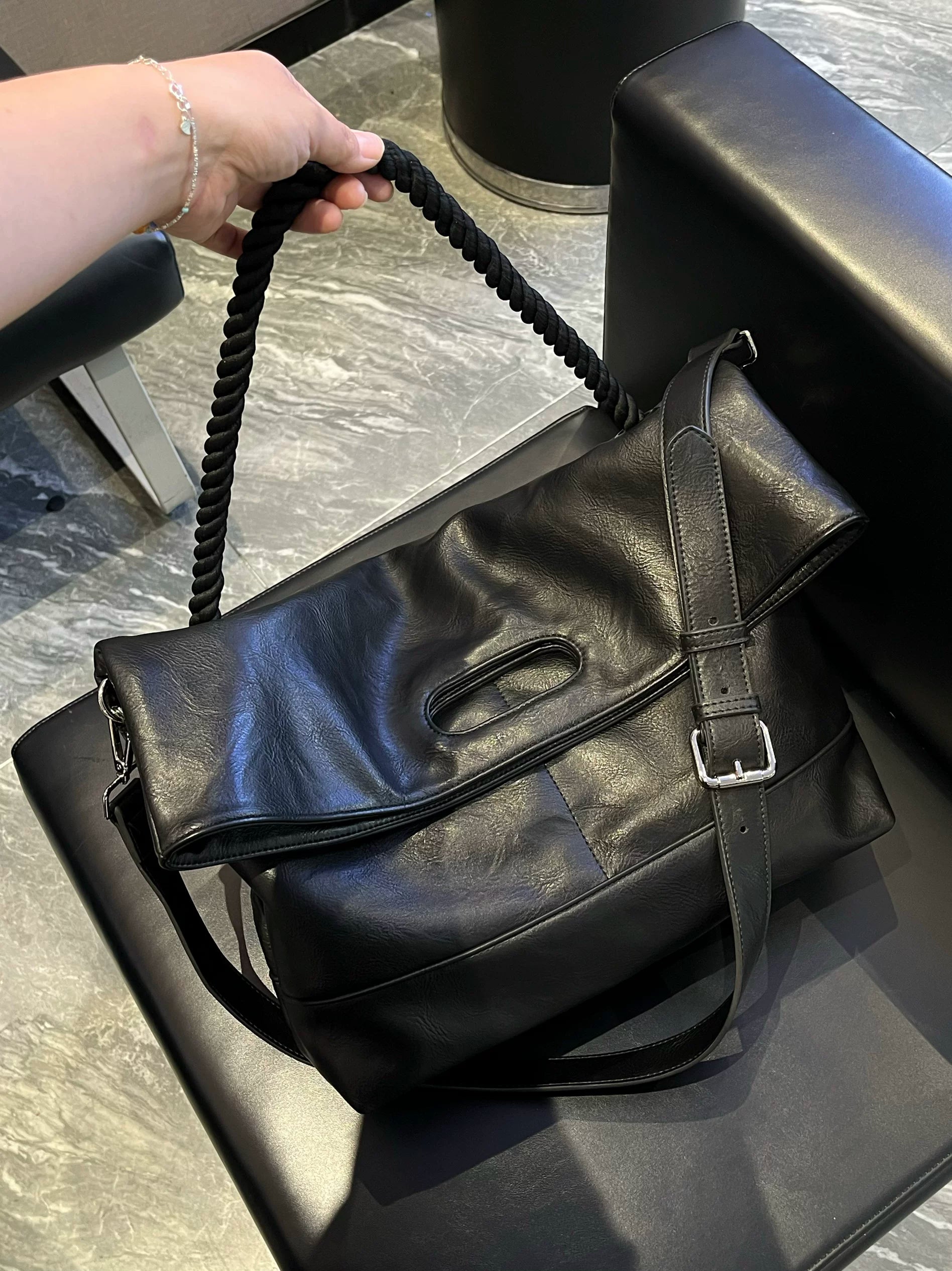 Men's Synthetic Leather Large Casual Commuter Crossbody Bag