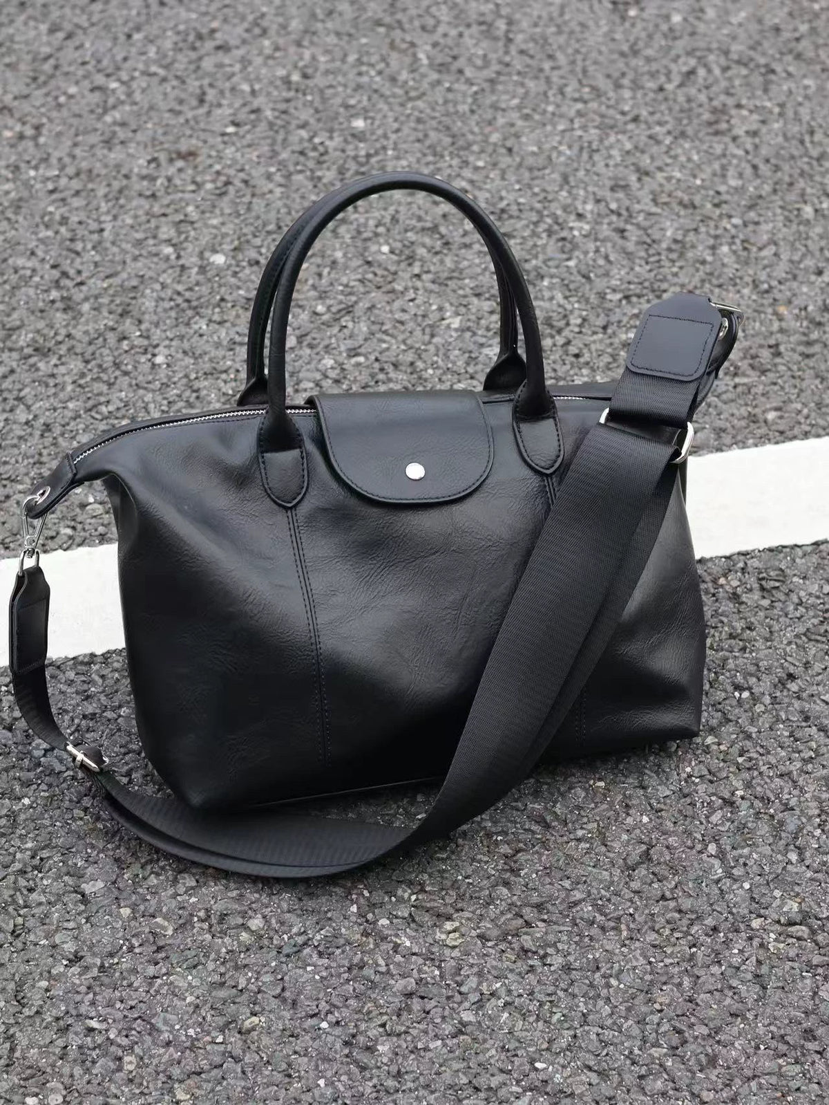 Men's Faux Leather Dumpling Crossbody Bag Large Casual Commuter Tote