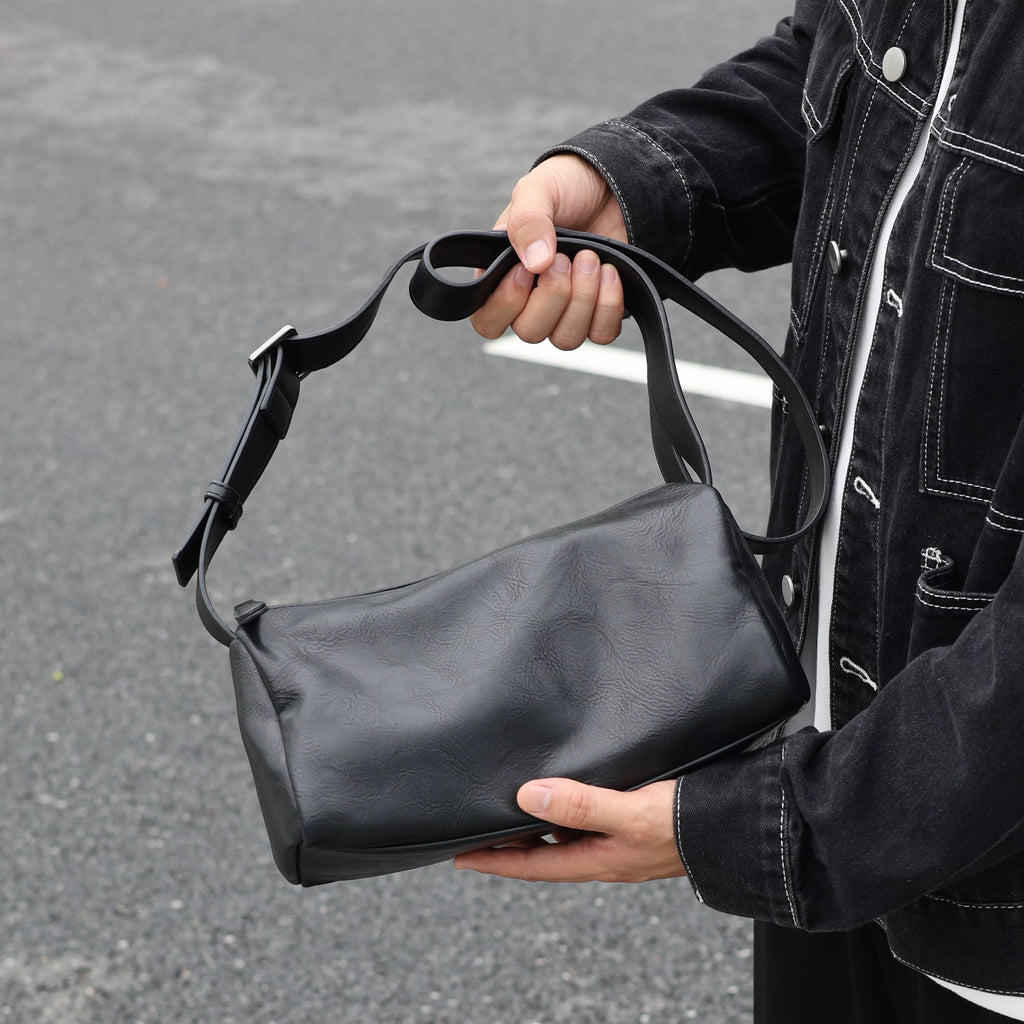 Men's Soft Synthetic Leather Small Casual Shoulder Bag