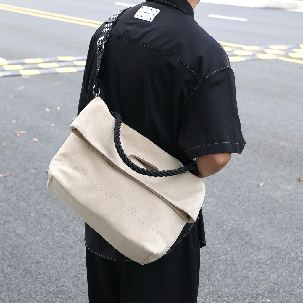 Men's Suede Large Casual Shoulder Crossbody Bag