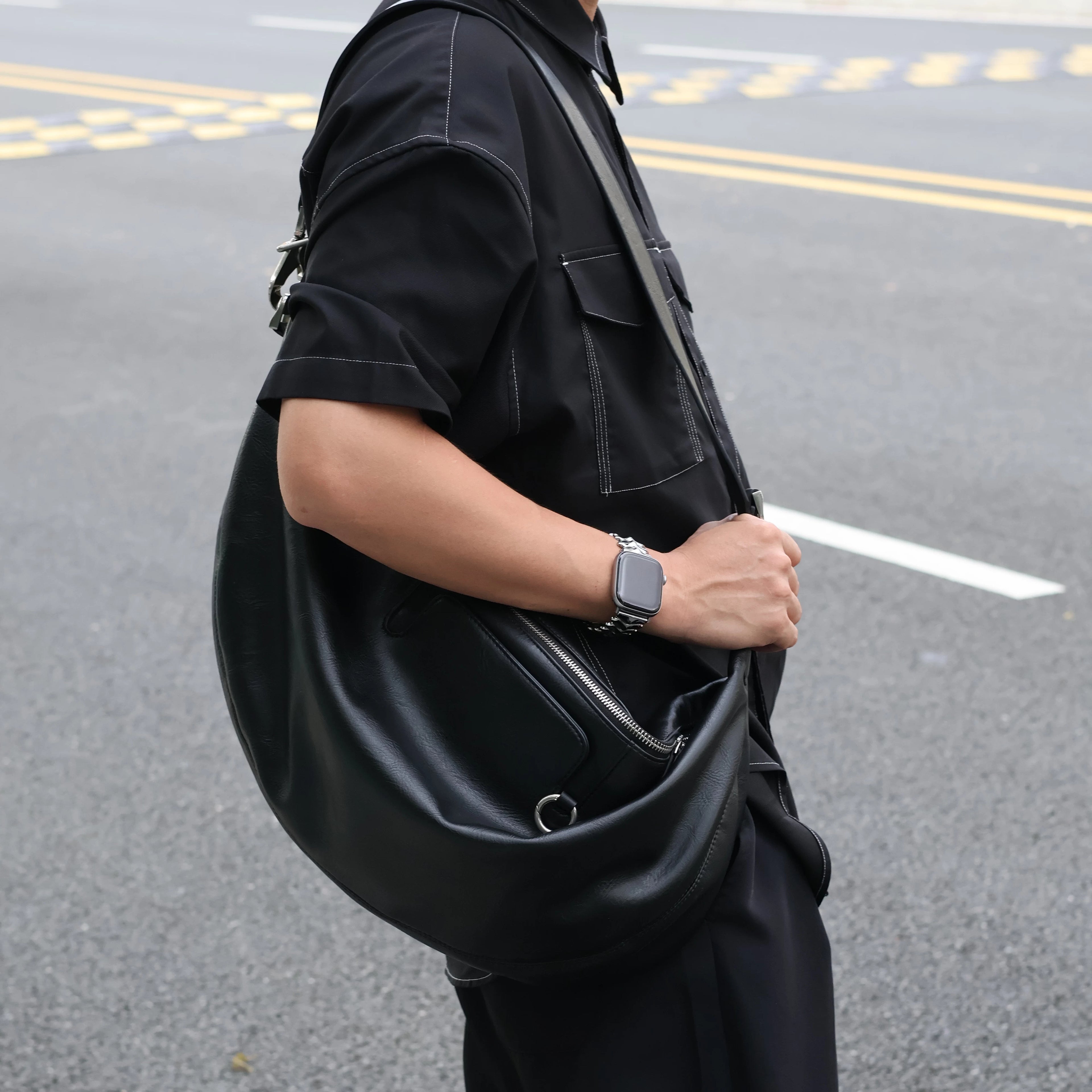 Men's Synthetic Leather Large Casual Shoulder Crossbody Bag
