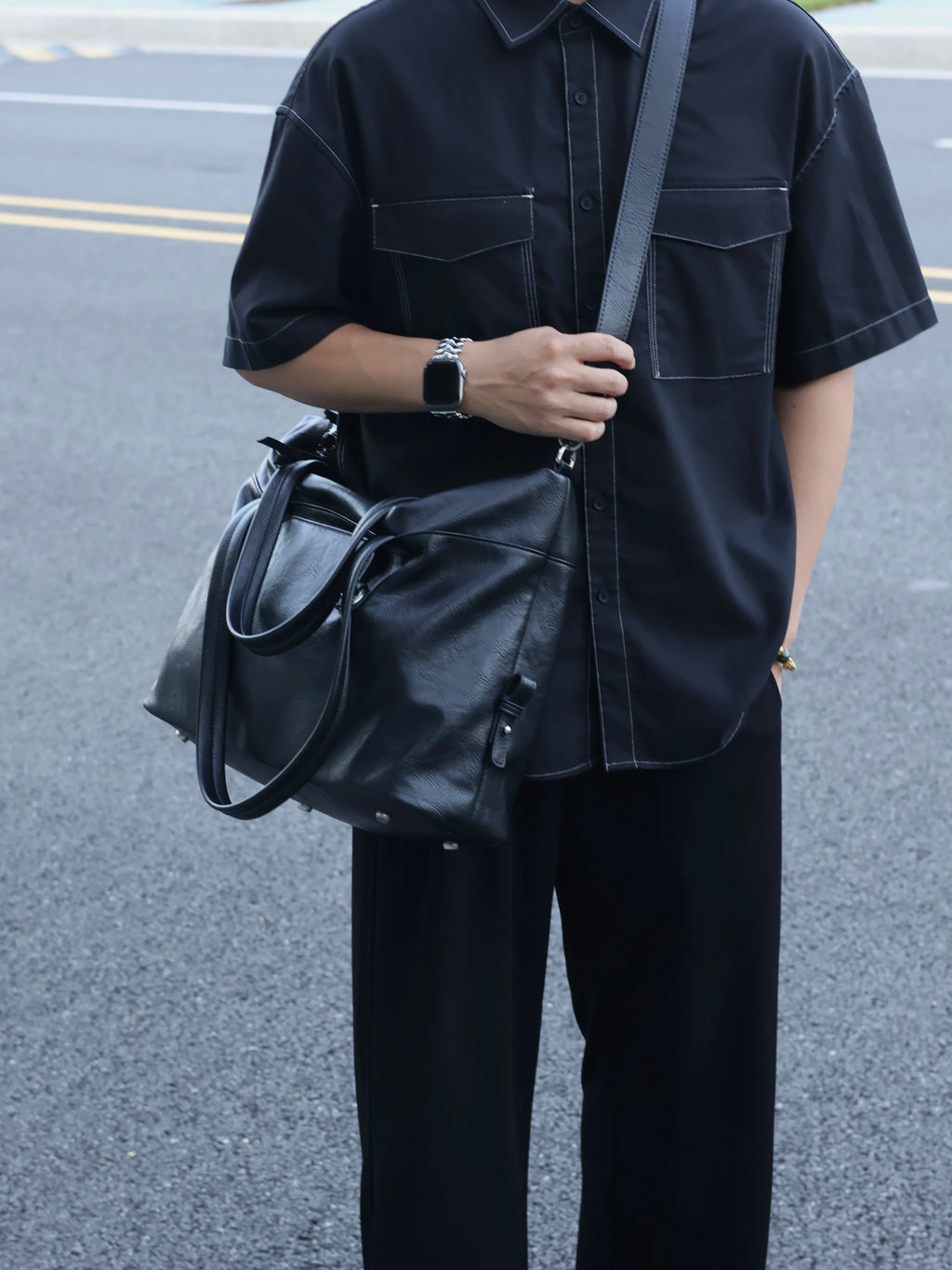 Men's Synthetic Leather Large Casual Shoulder Crossbody Bag