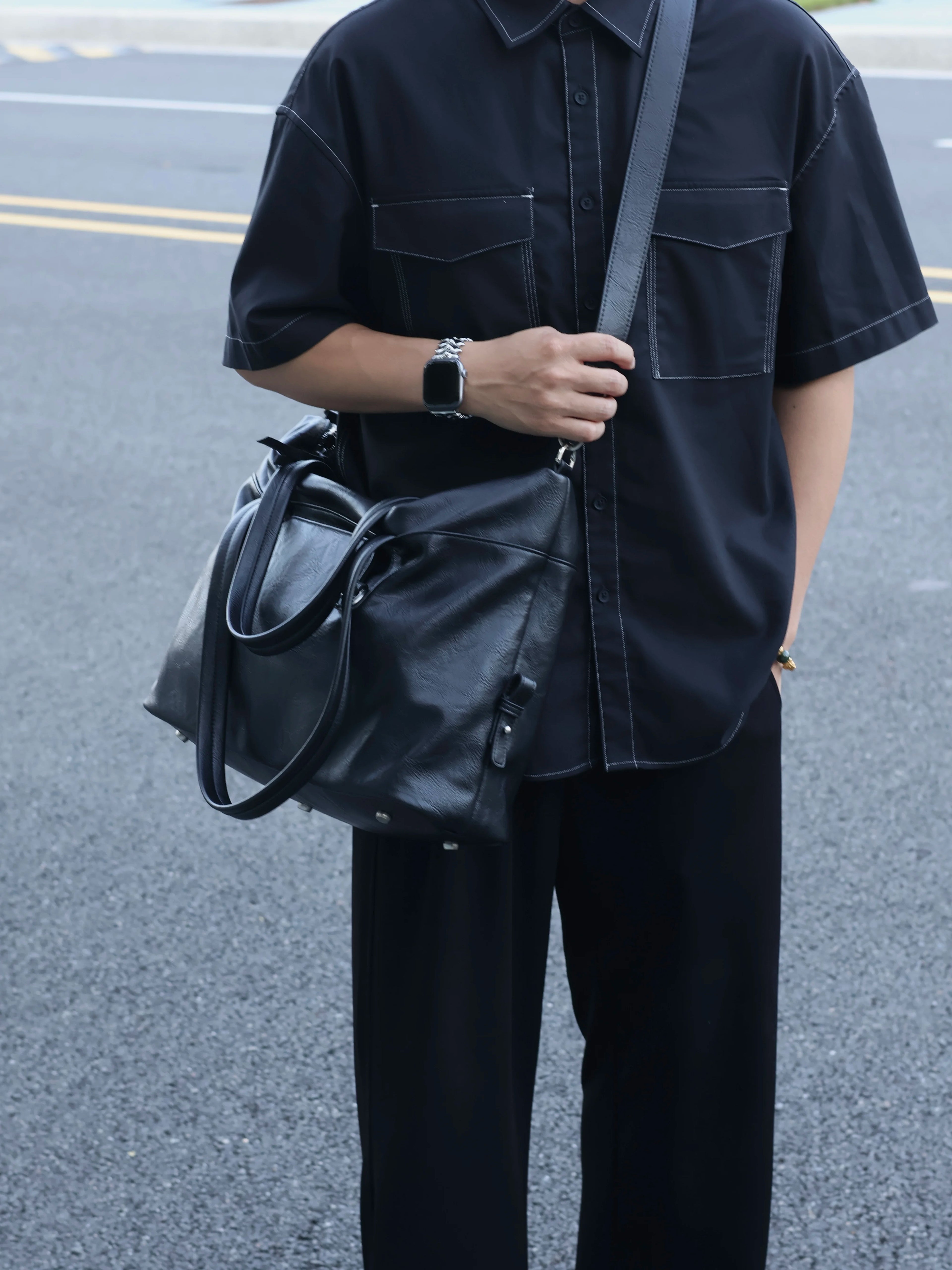 Men's Synthetic Leather Large Casual Shoulder Crossbody Bag