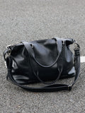 Unisex Large Faux Leather Casual Gym Crossbody Bag