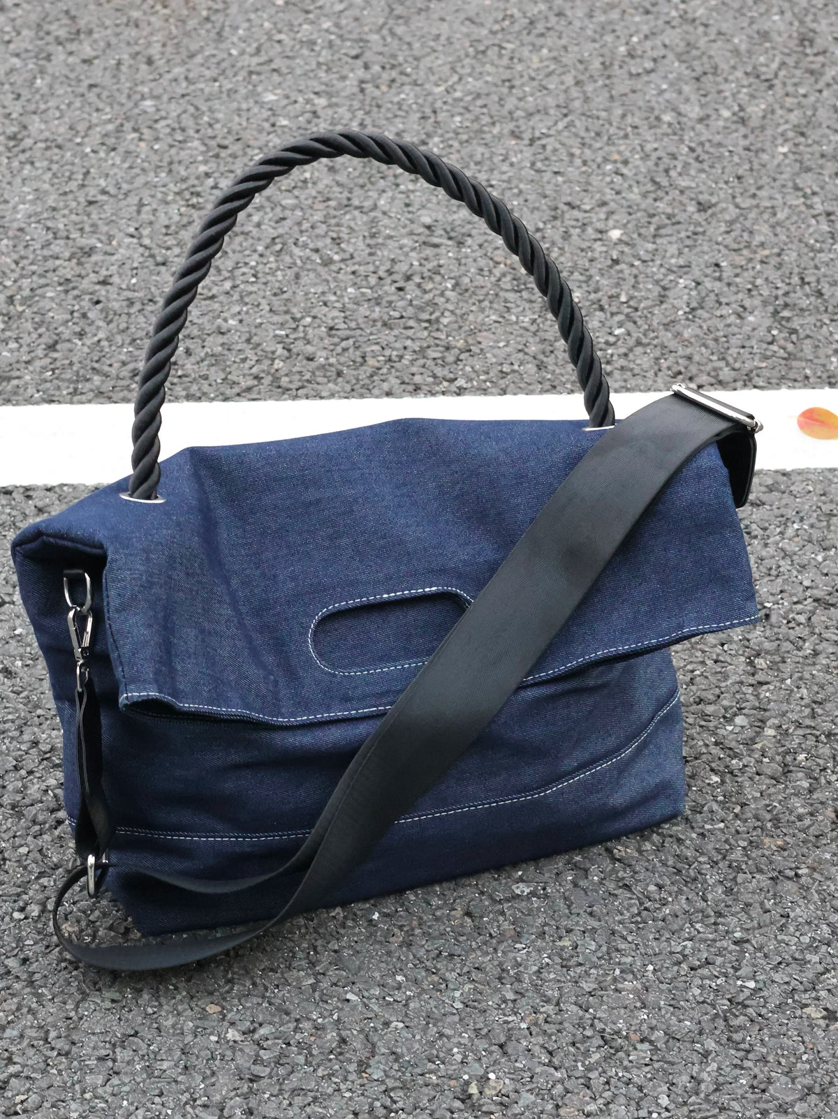 Men's Denim Large Casual Commuter Crossbody Bag