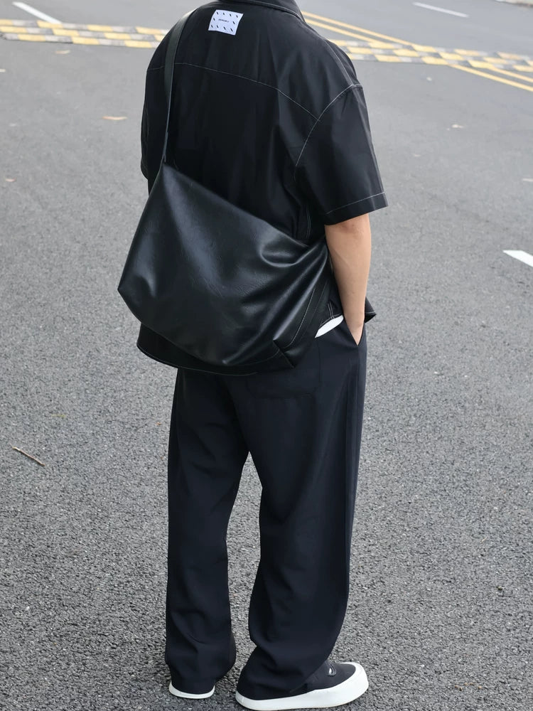 Men's Soft Faux Leather Large Casual Commuter Crossbody Bag