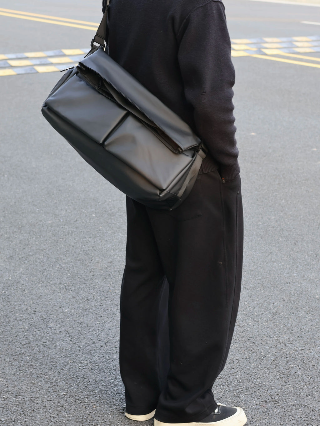 Unisex Large Faux Leather Casual Gym Crossbody Bag