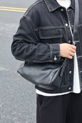 Men's Soft Synthetic Leather Small Casual Shoulder Bag