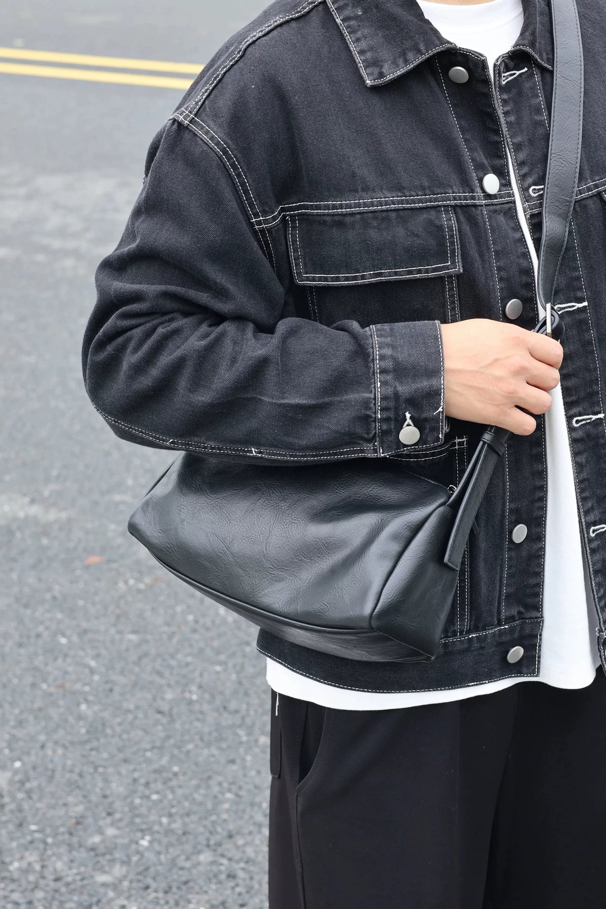 Men's Soft Faux Leather Casual Commuter Crossbody Bag