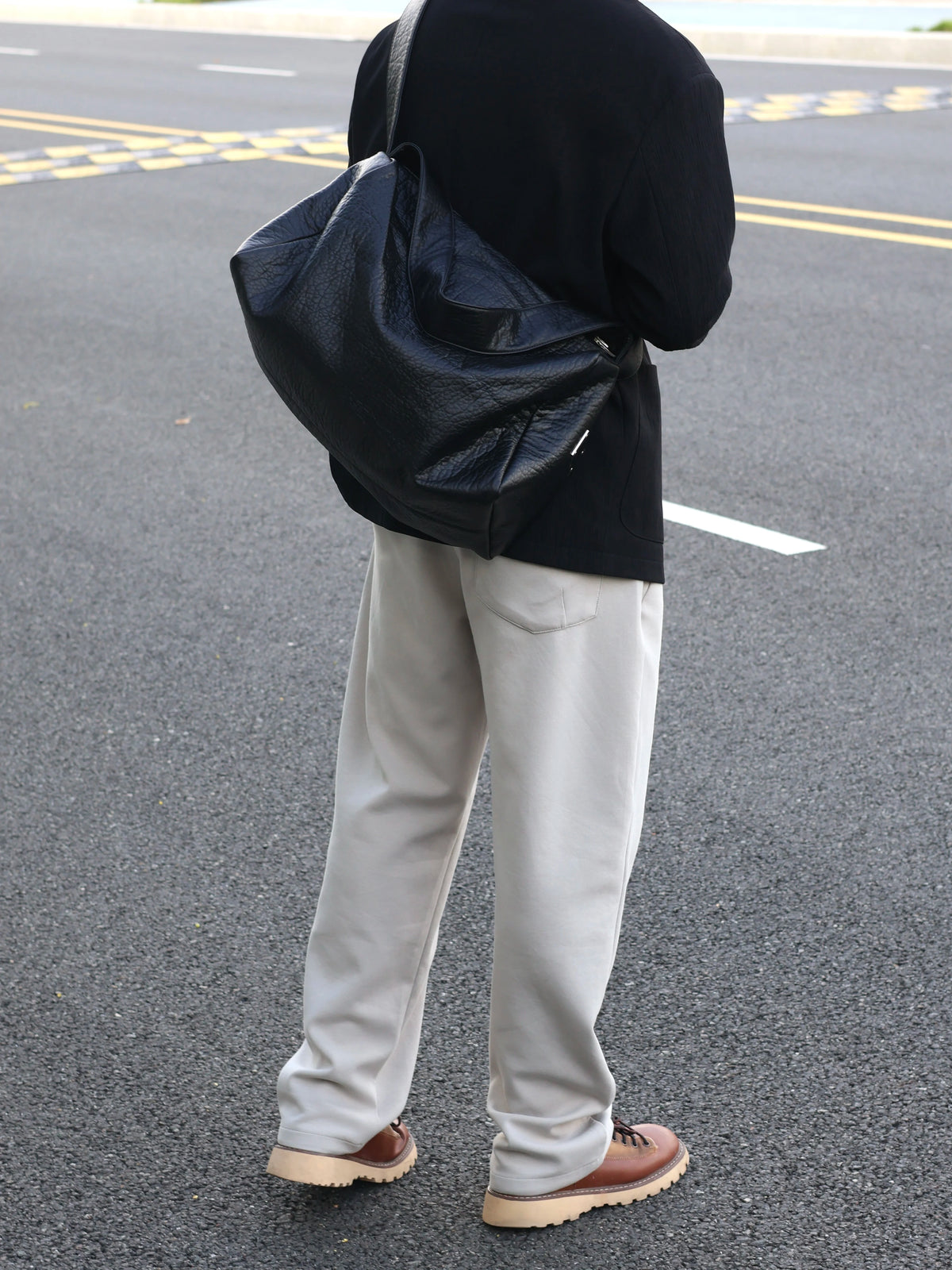 Men's Soft Faux Leather Large Casual Commuter Crossbody Bag