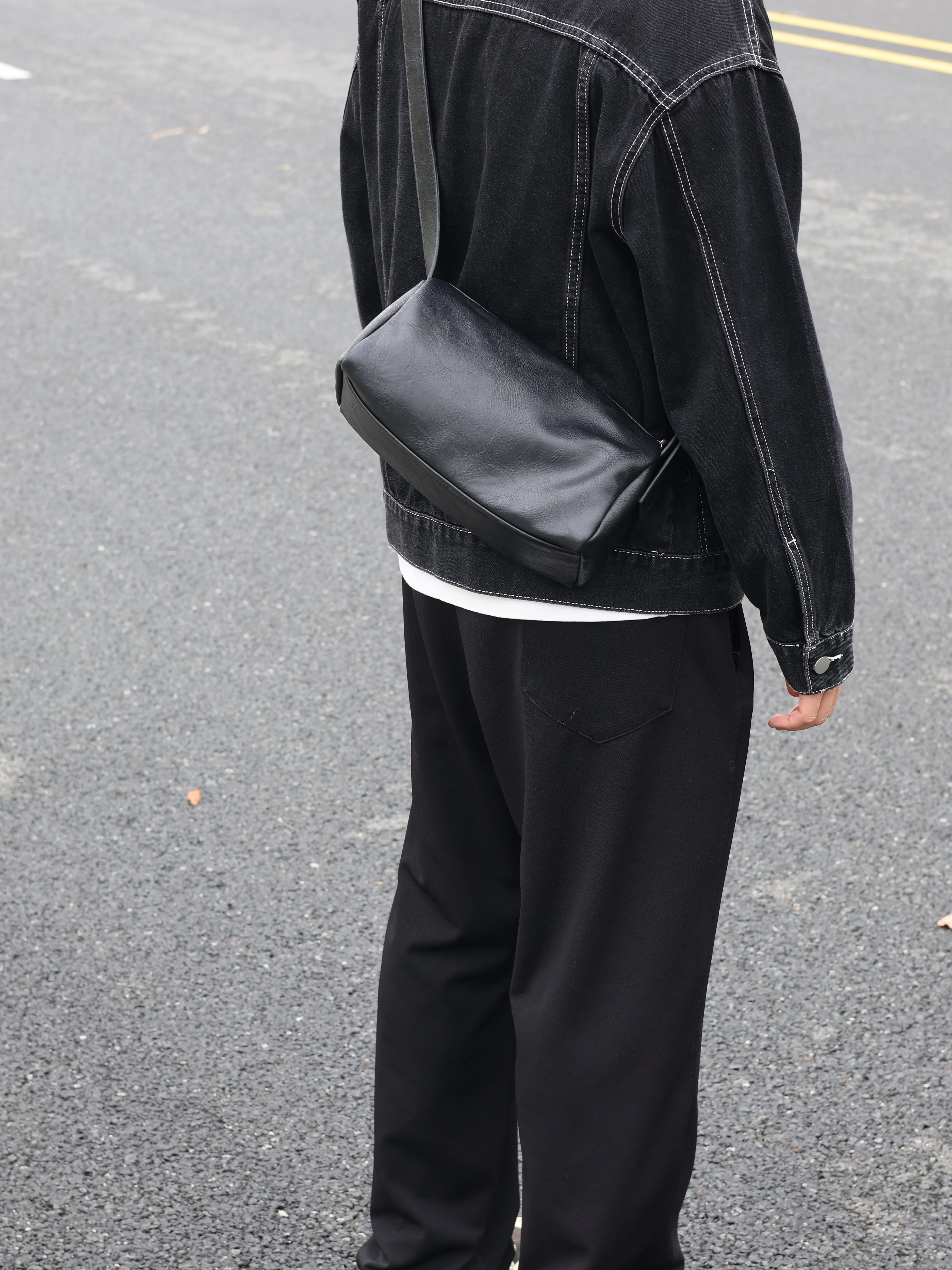 Men's Soft Faux Leather Casual Commuter Crossbody Bag