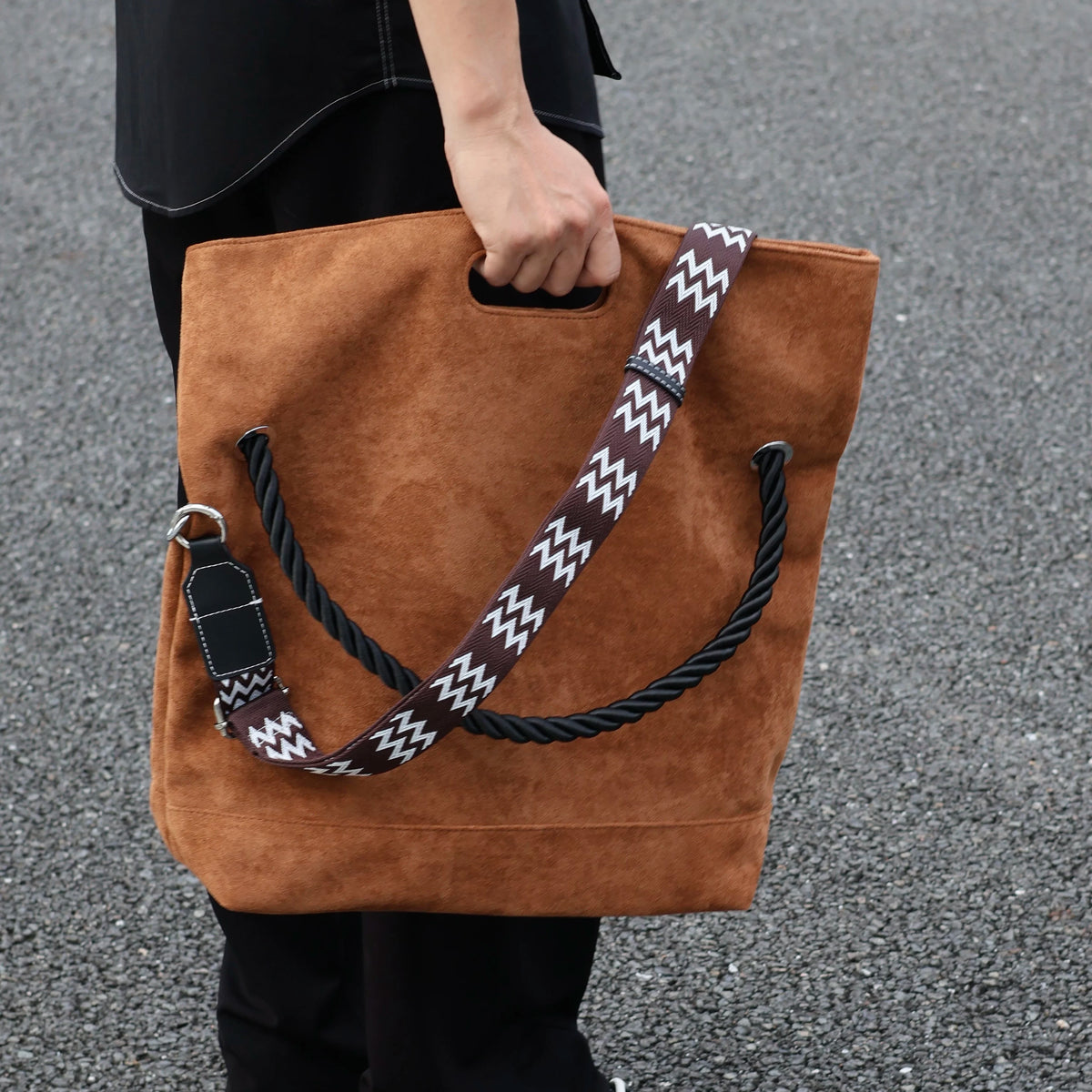Men's Suede Large Casual Shoulder Crossbody Bag