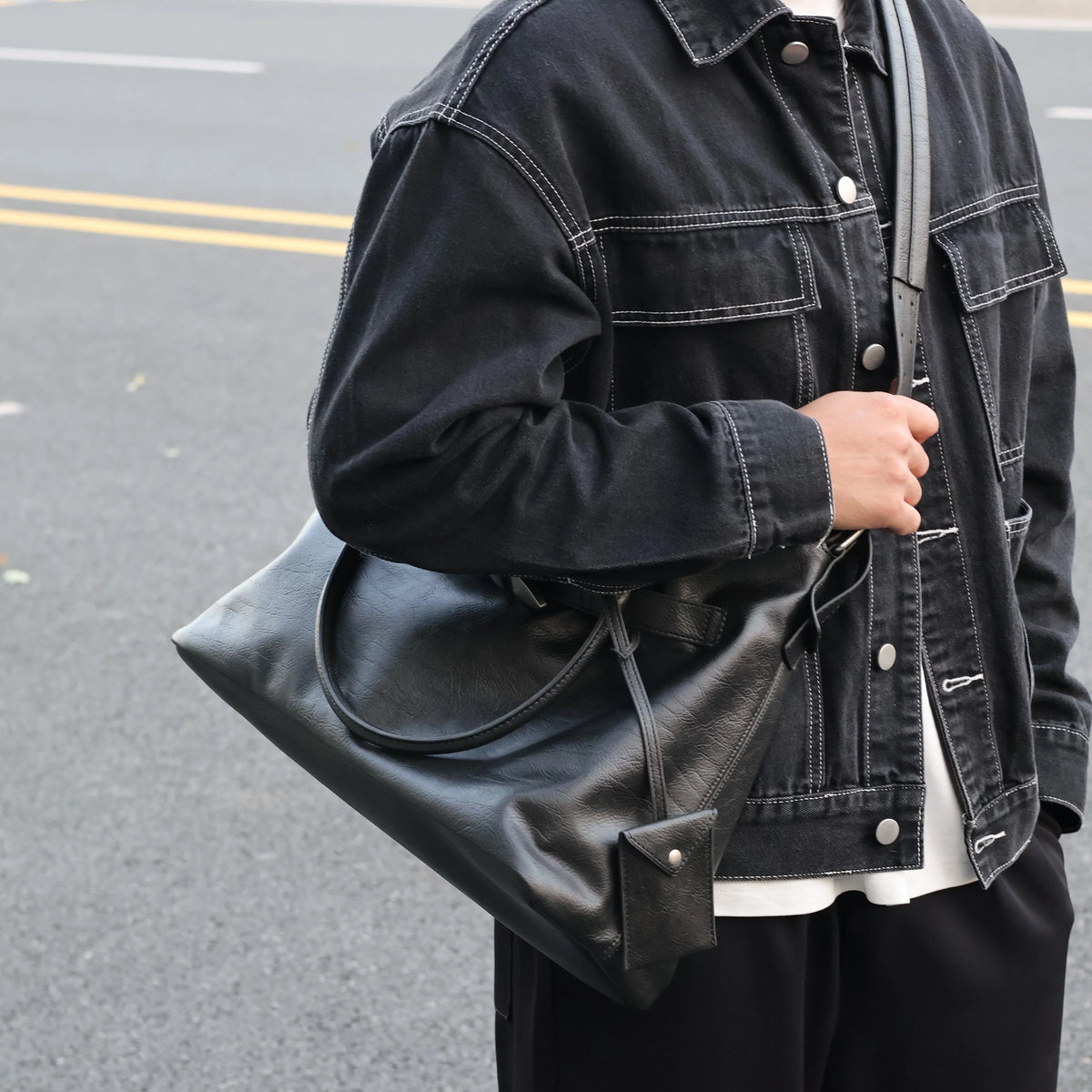 Men's Soft Synthetic Leather Large Casual Shoulder Crossbody Bag