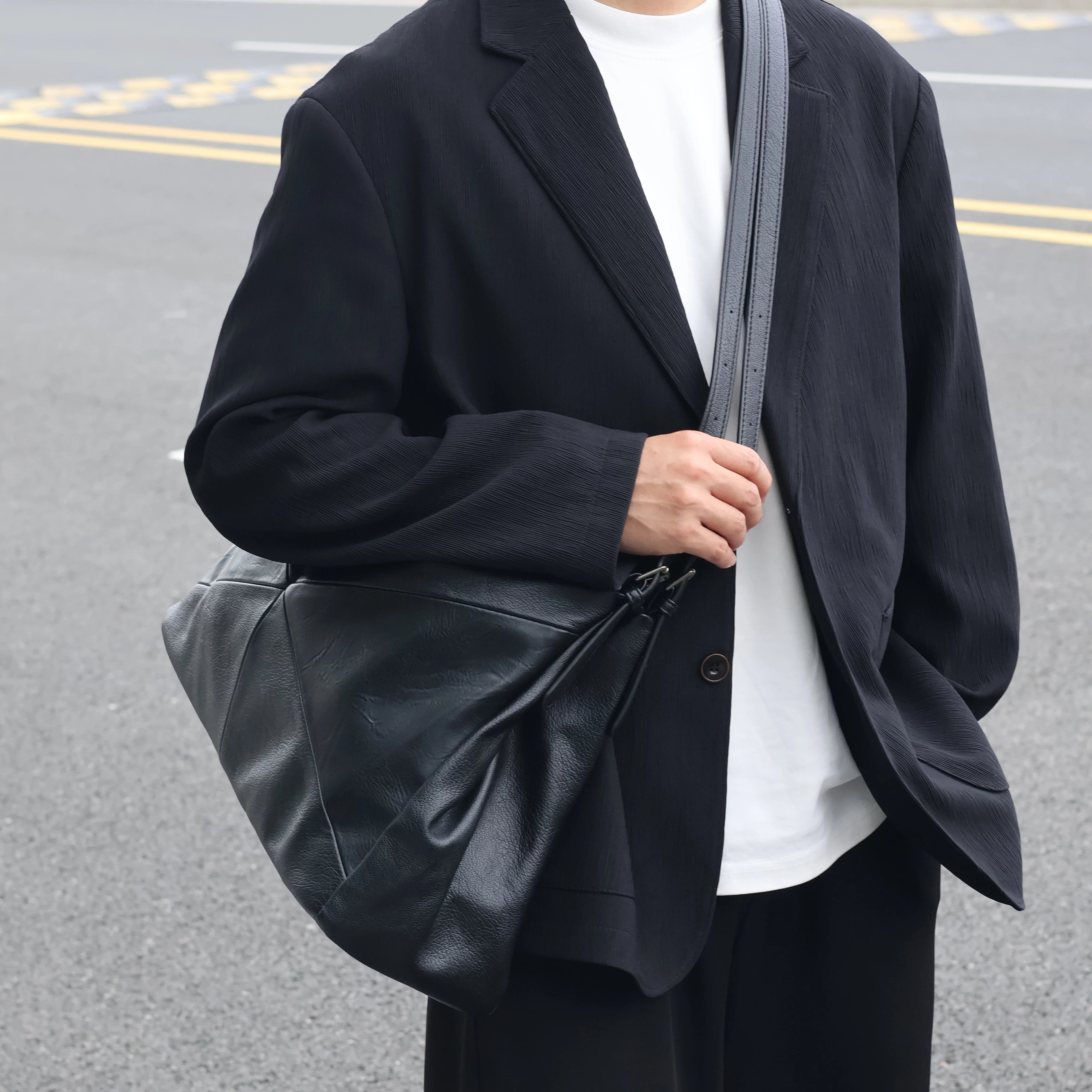 Men's Soft Synthetic Leather Large Casual Shoulder Crossbody Bag