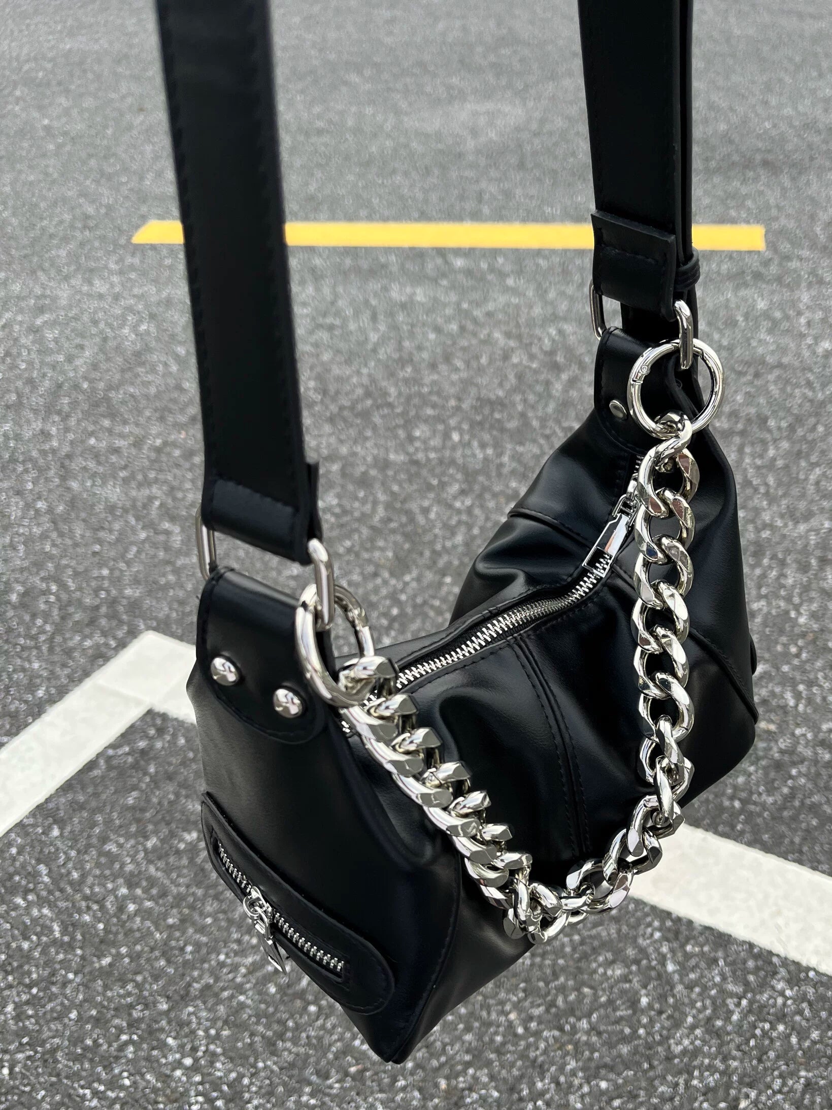 Women's Soft Faux Leather Vintage Biker Shoulder Bag