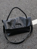 Men's Genuine Cowhide Leather Large Messenger Crossbody Bag