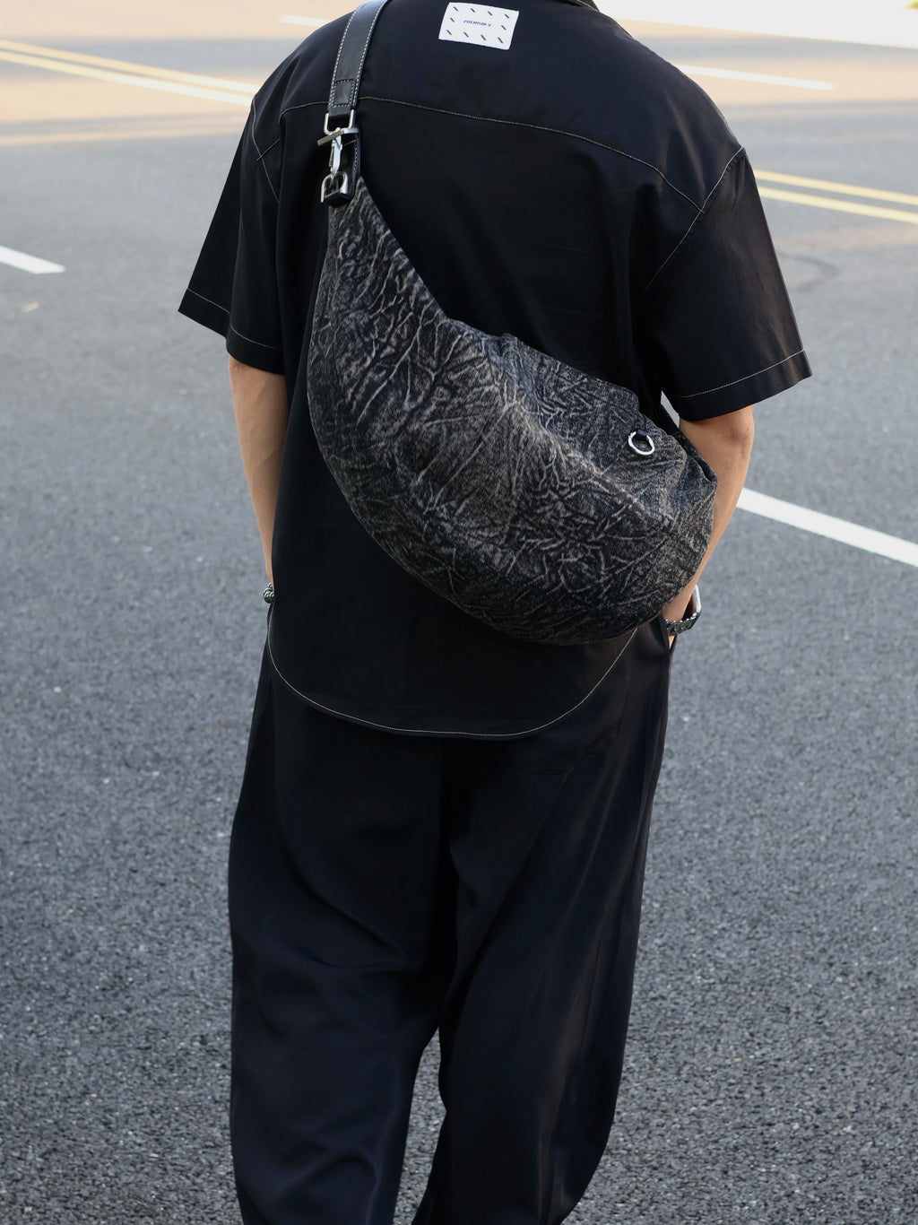 Men's Denim Casual Dumpling Crossbody Bag