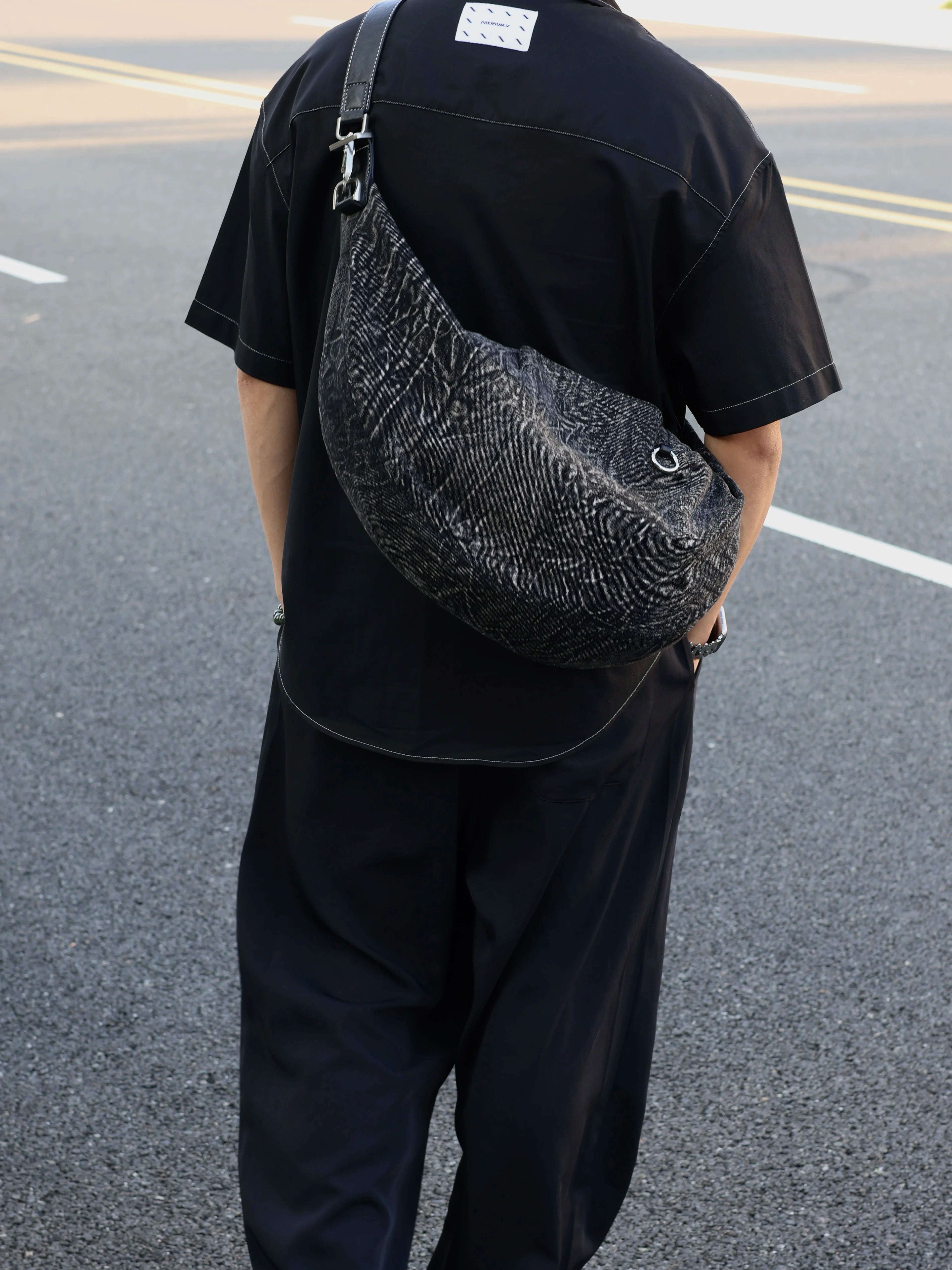 Men's Denim Casual Dumpling Crossbody Bag