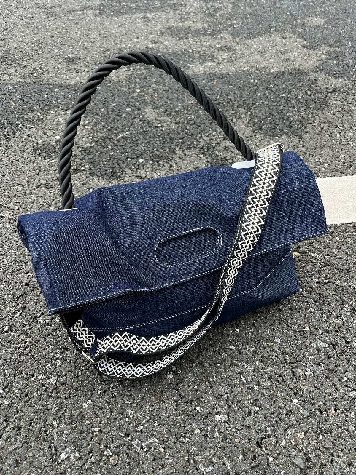 Men's Denim Large Casual Commuter Crossbody Bag