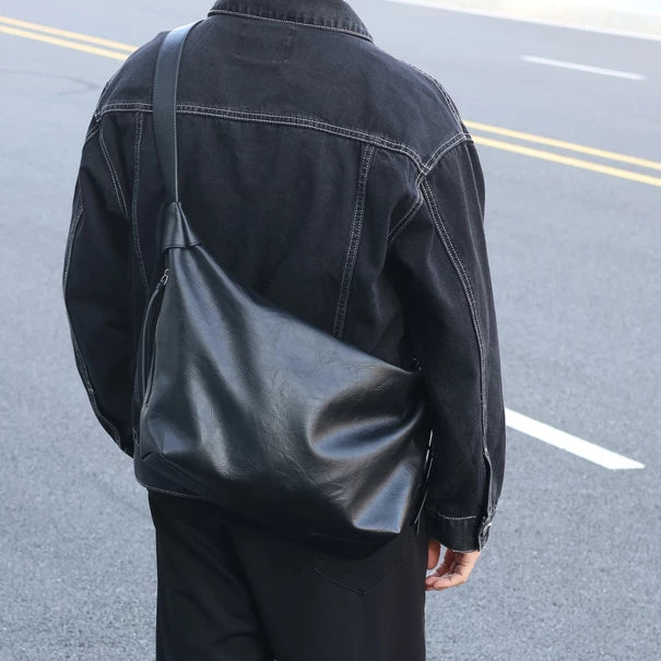 Men's Cowhide Large Casual Shoulder Crossbody Bag
