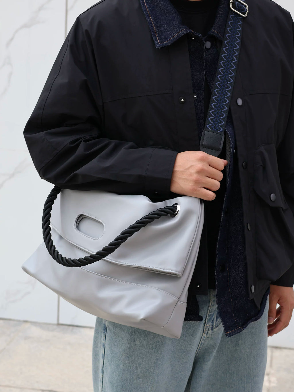 Men's Soft Faux Leather Large Casual Commuter Crossbody Bag