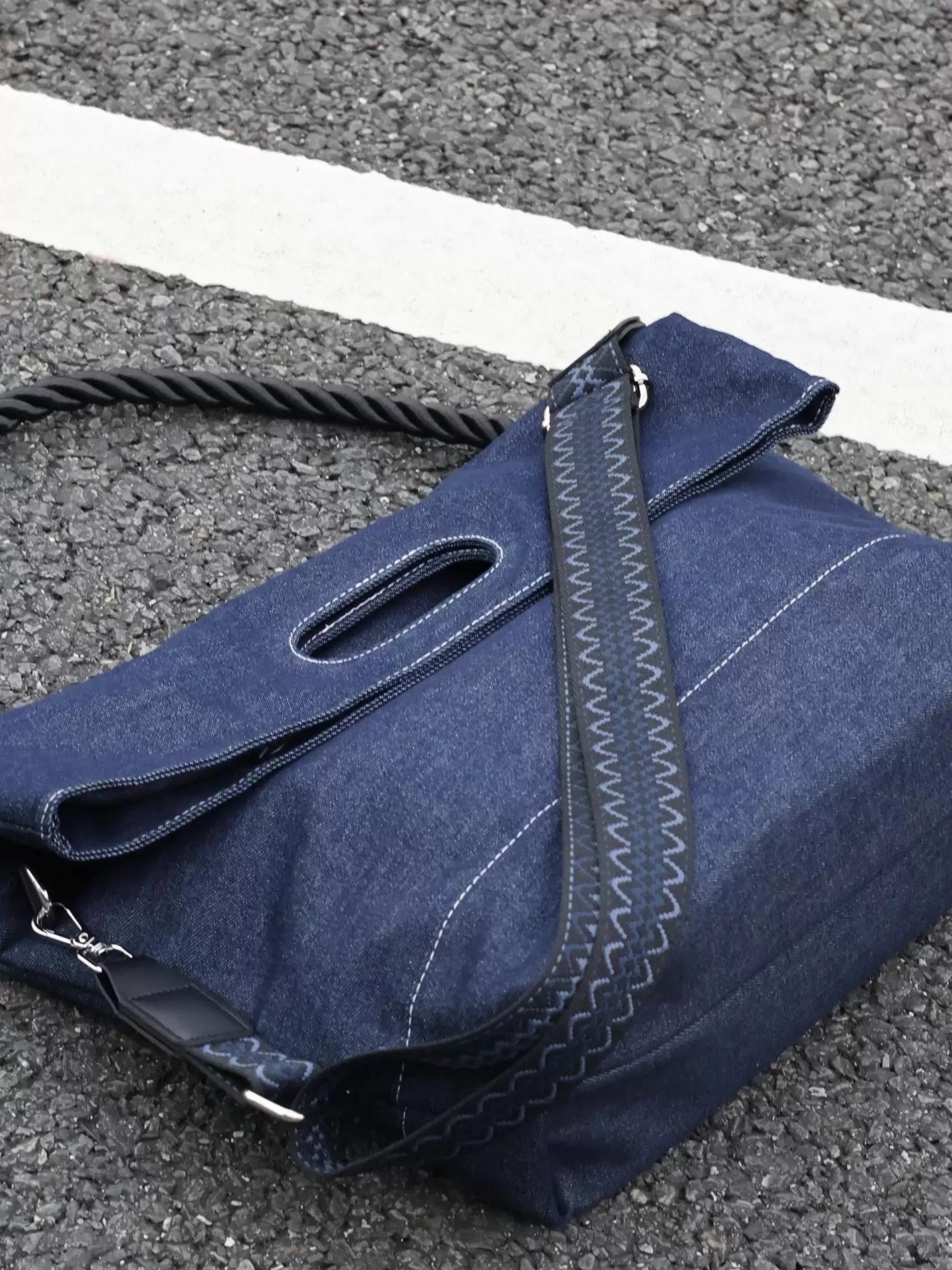 Men's Denim Large Casual Commuter Crossbody Bag
