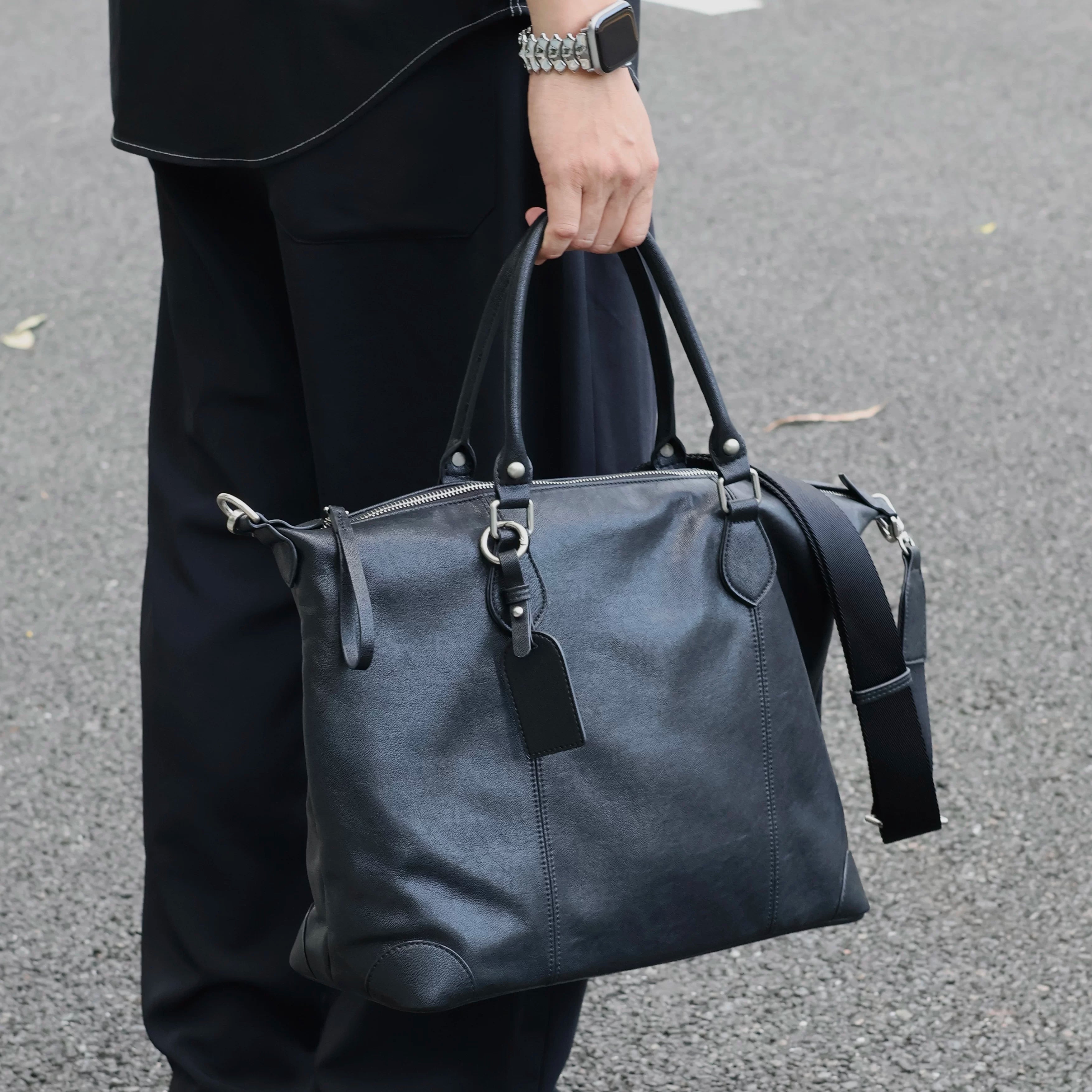 Men's Genuine Leather Large Casual Shoulder Crossbody Bag