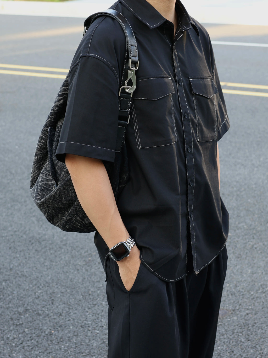 Men's Denim Casual Dumpling Crossbody Bag