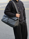 Unisex Large Faux Leather Casual Gym Crossbody Bag