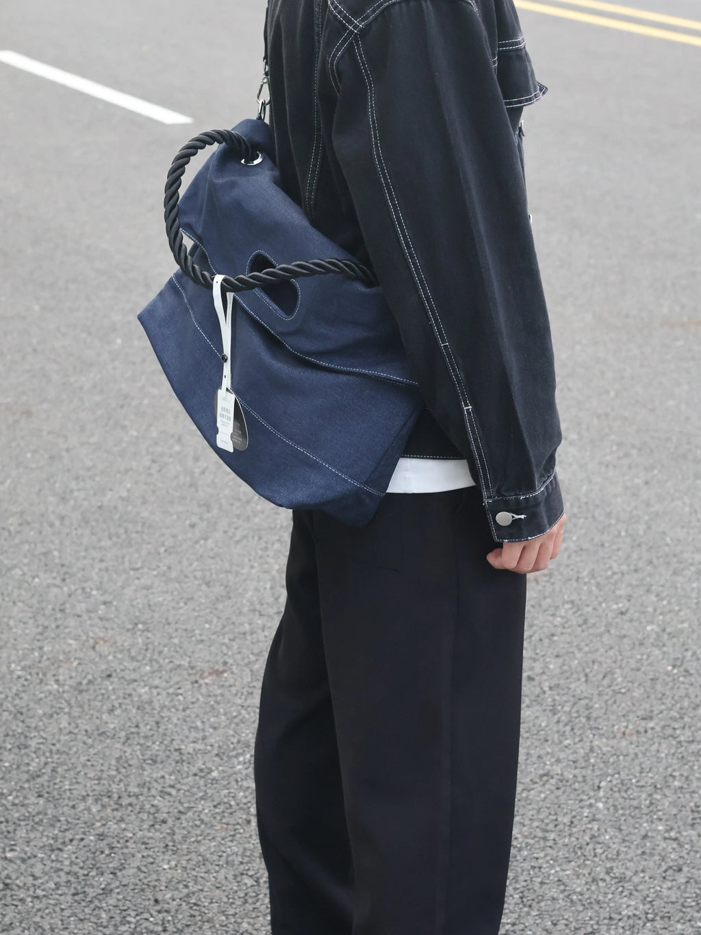 Men's Denim Large Casual Commuter Crossbody Bag