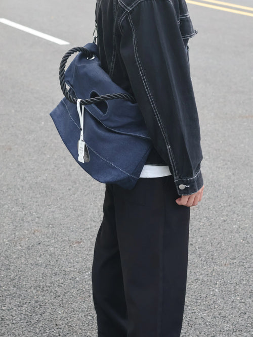Men's Denim Large Casual Commuter Crossbody Bag