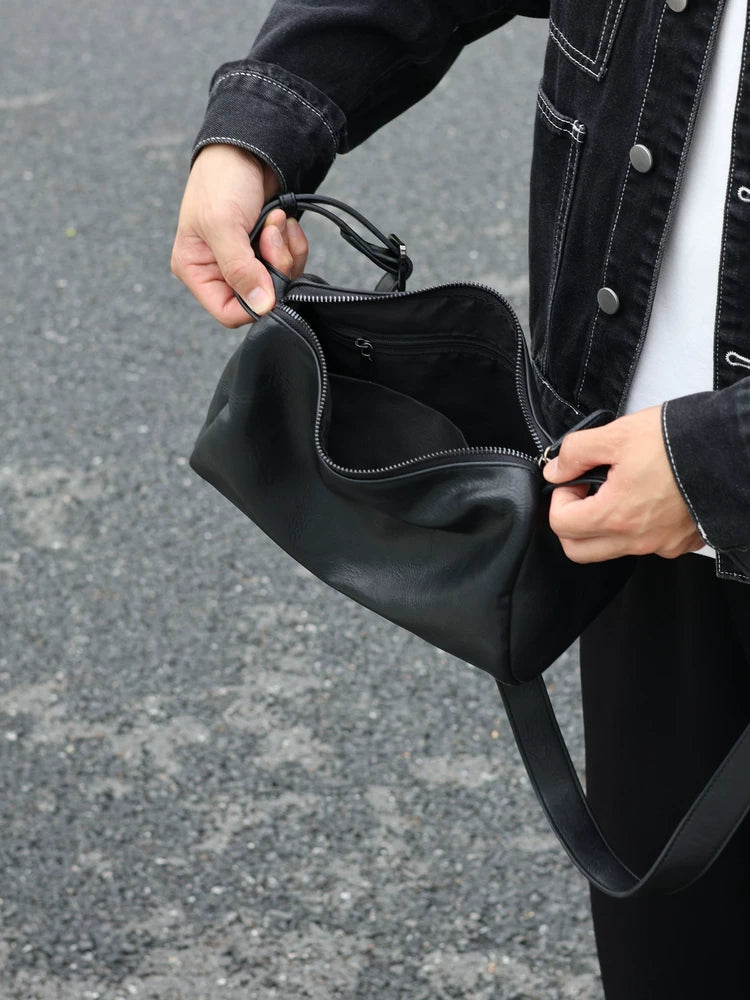 Men's Soft Faux Leather Casual Commuter Crossbody Bag
