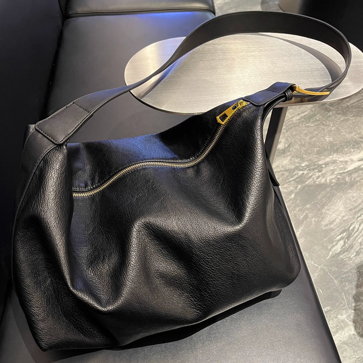 Men's Soft Synthetic Leather Large Casual Shoulder Crossbody Bag