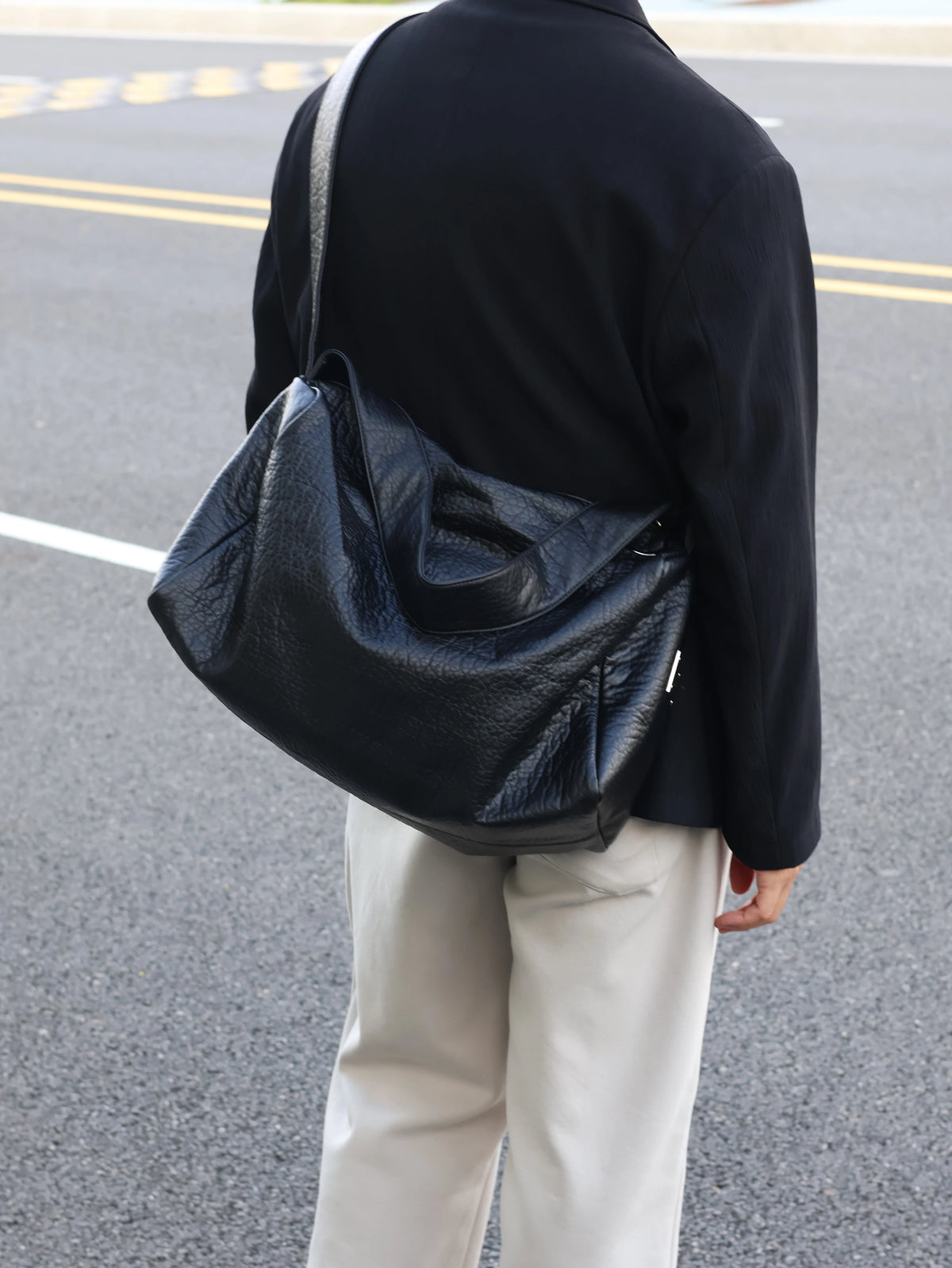 Men's Soft Faux Leather Large Casual Commuter Crossbody Bag