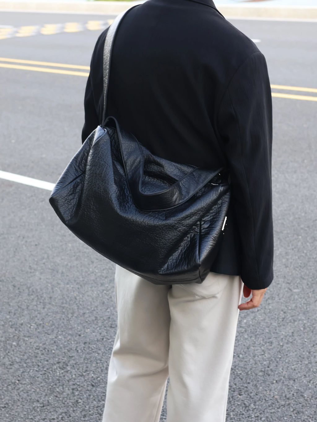 Men's Soft Faux Leather Large Casual Commuter Crossbody Bag