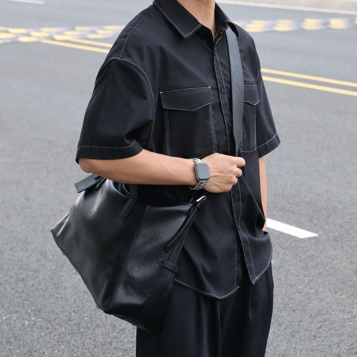 Men's Synthetic Leather Large Casual Shoulder Crossbody Bag