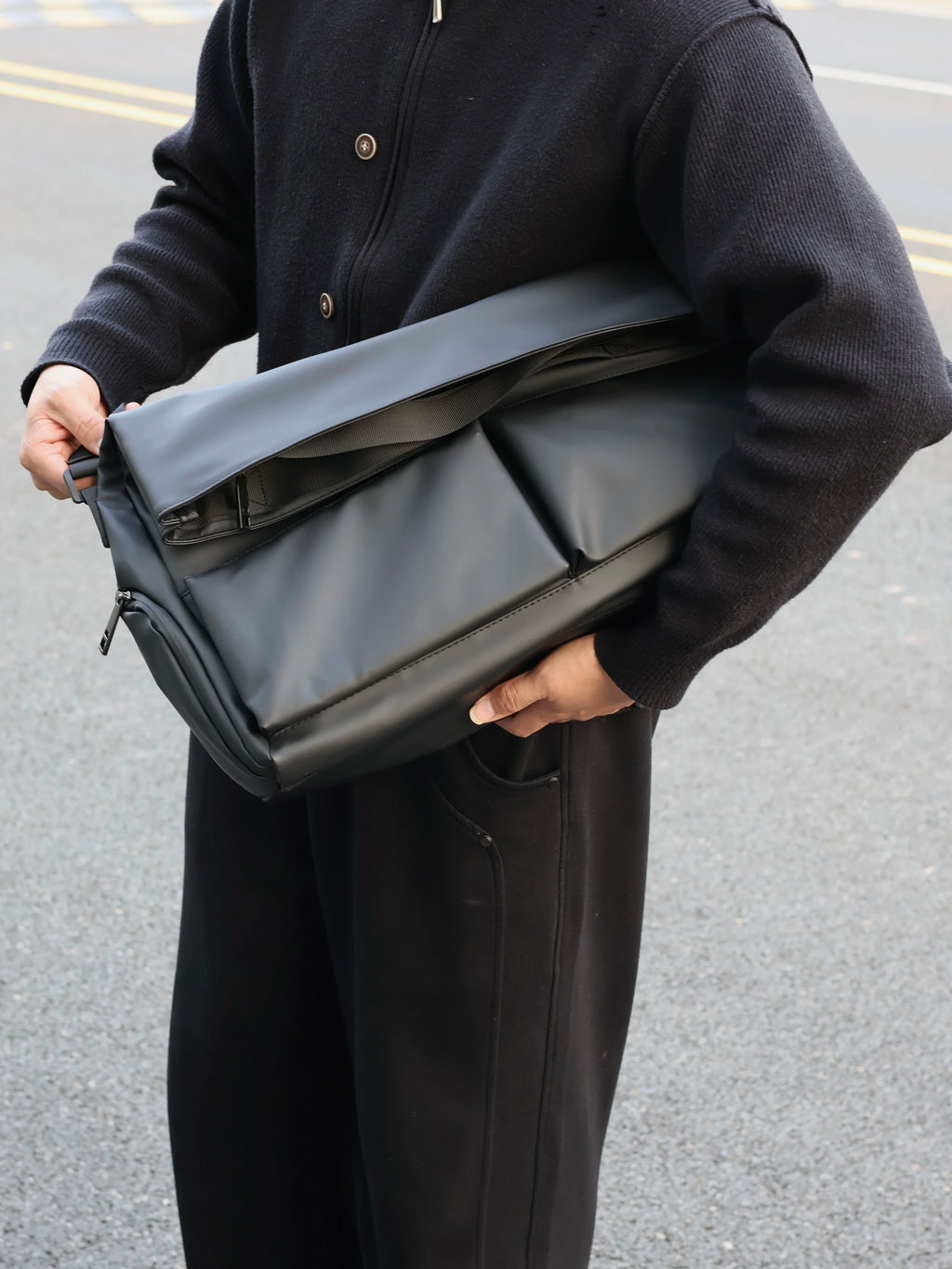 Unisex Large Faux Leather Casual Gym Crossbody Bag