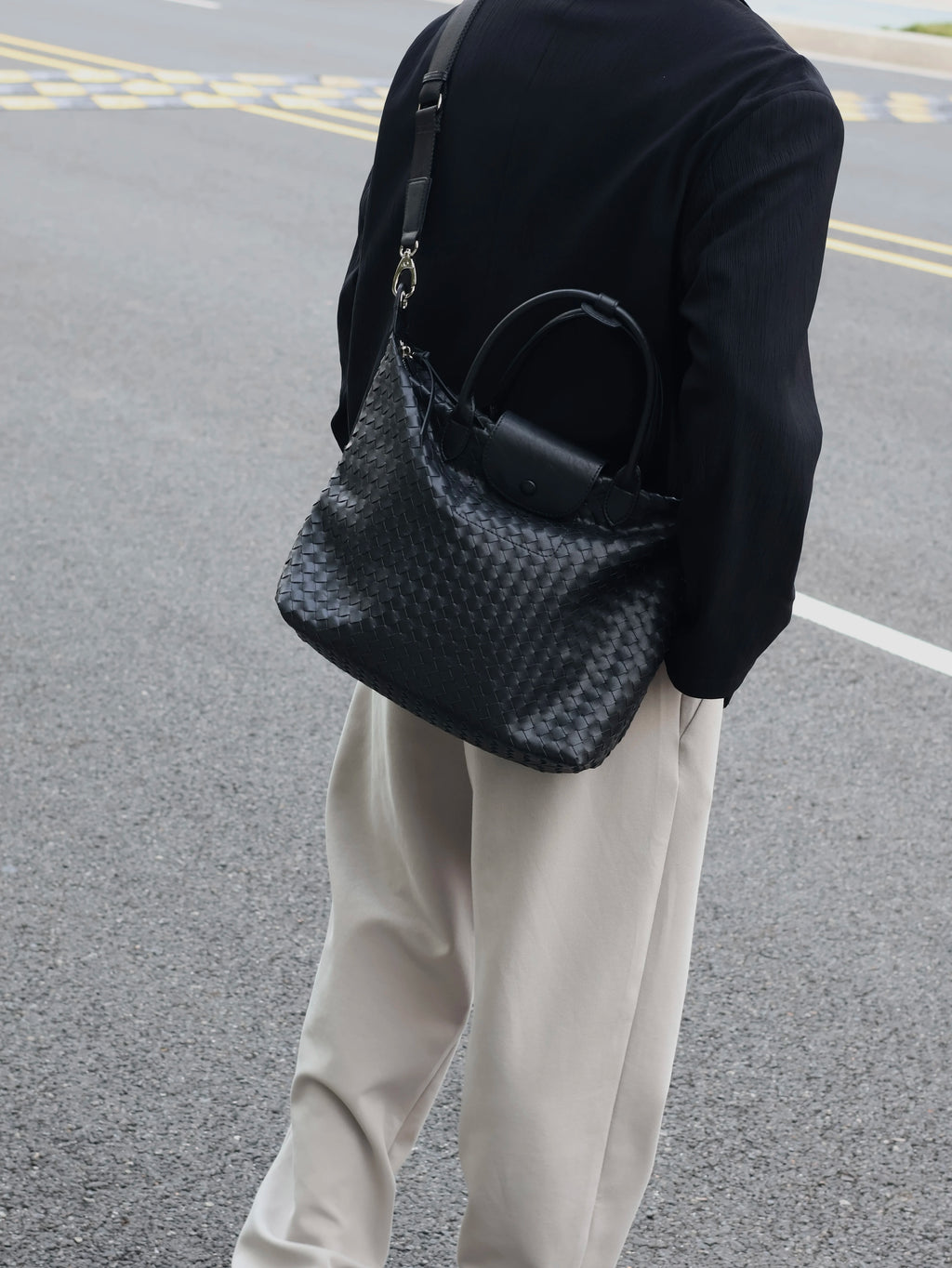 Men's Large Casual Woven Dumpling Crossbody Bag