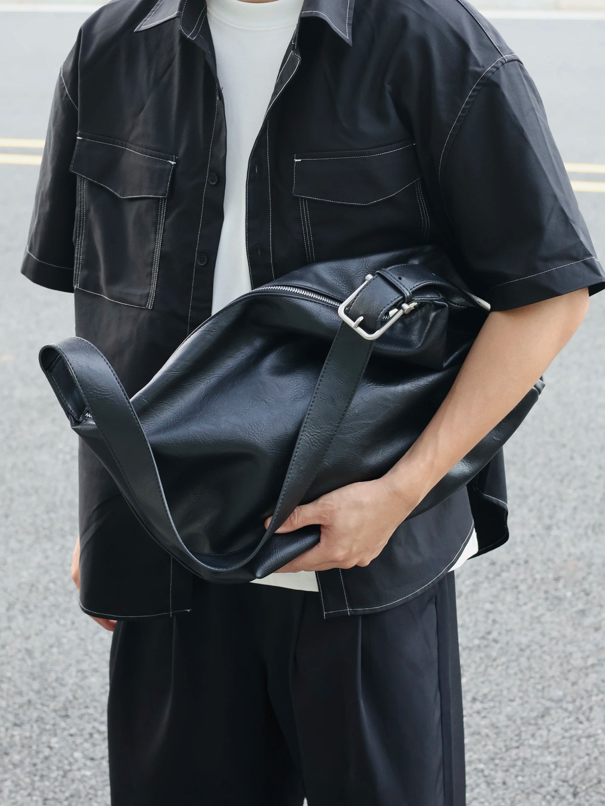 Men's Soft Faux Leather Large Casual Commuter Crossbody Bag