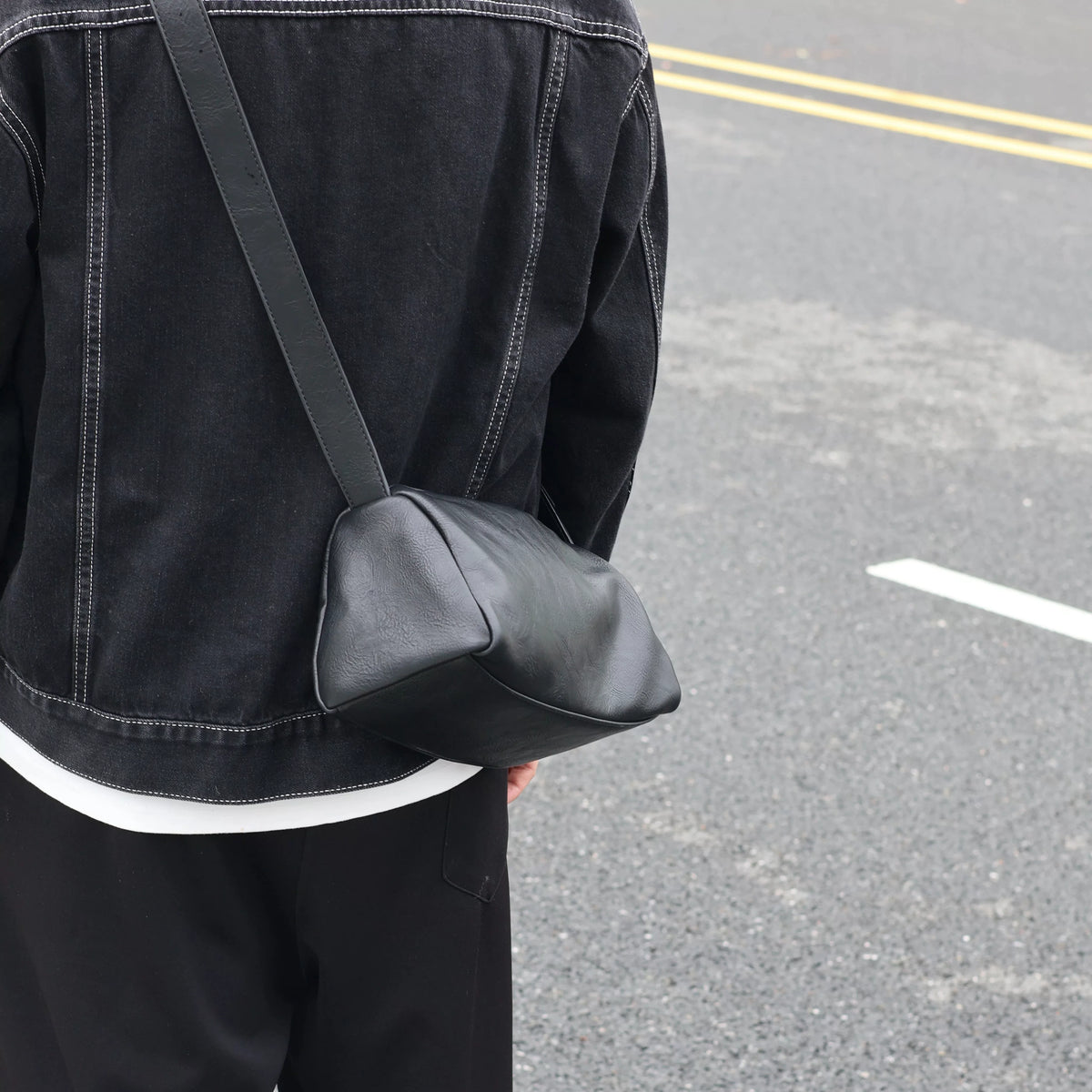 Men's Soft Synthetic Leather Small Casual Shoulder Bag